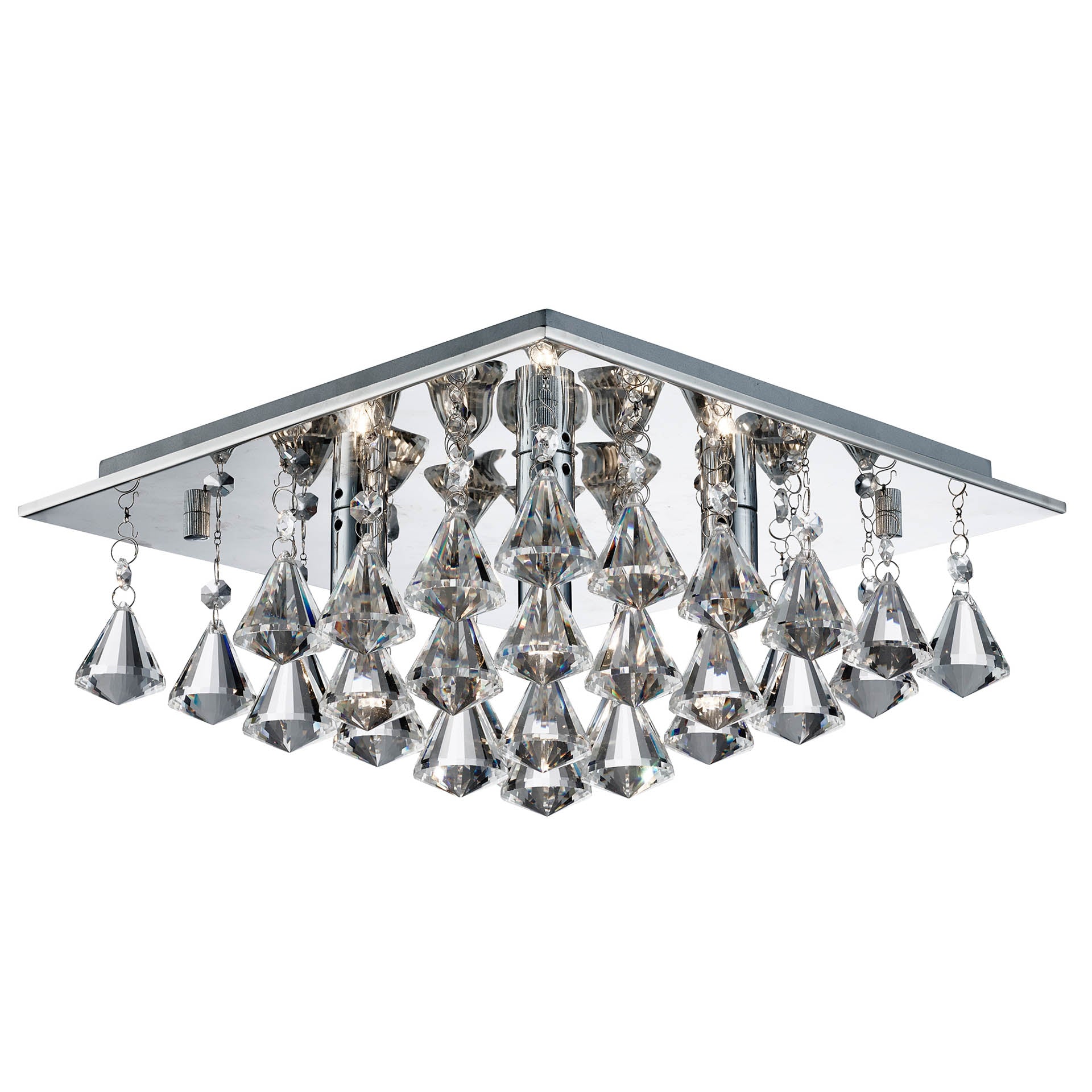 Hanna  4 Lt Flush - Chrome & Clear Crystal Drops