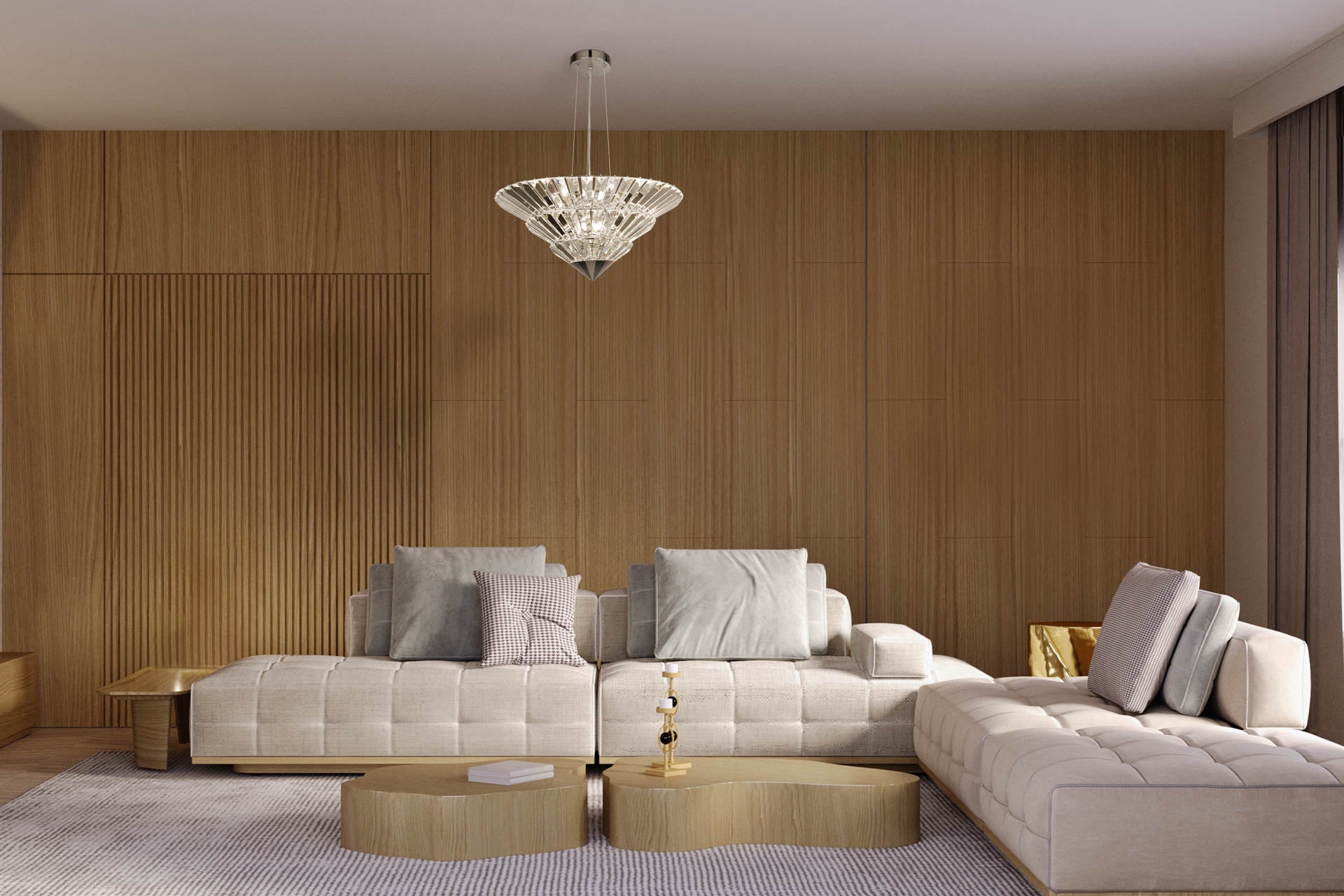Savannah Pendant To Flush - Chrome Metal & Clear Crystal