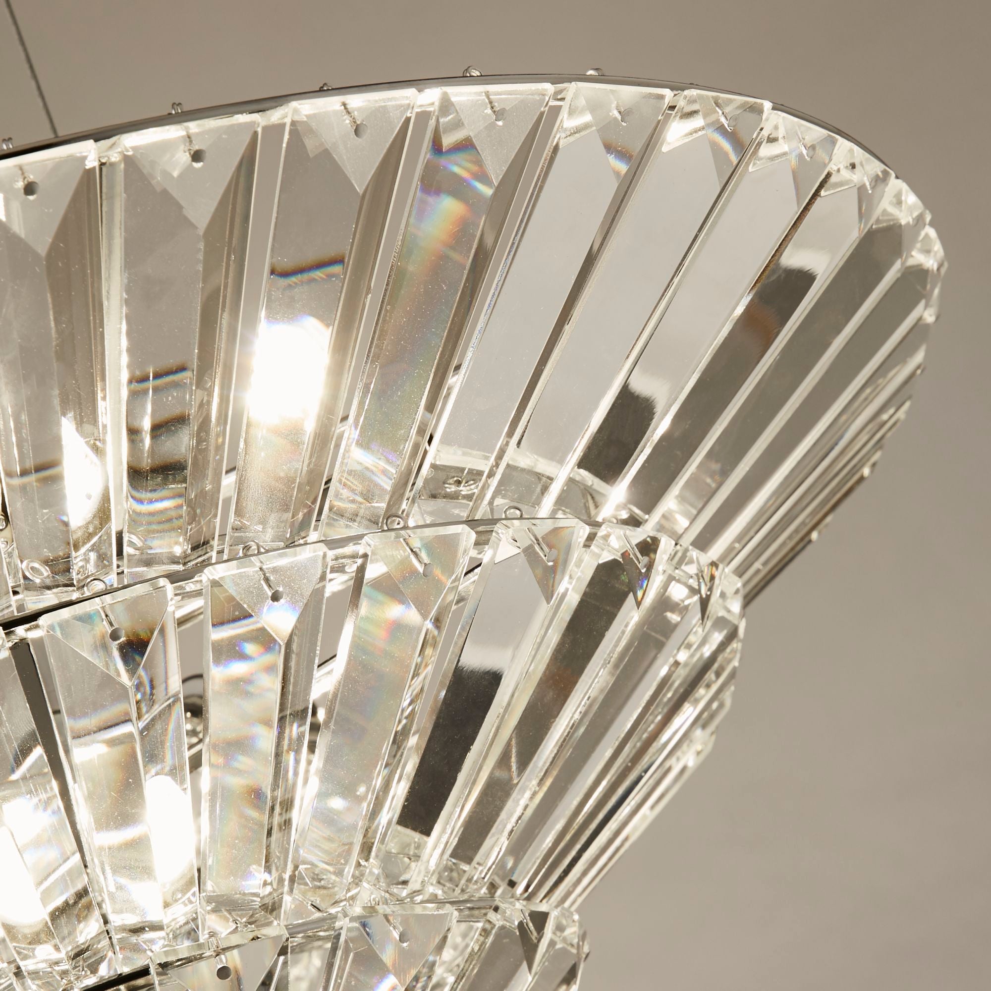 Savannah Pendant To Flush - Chrome Metal & Clear Crystal