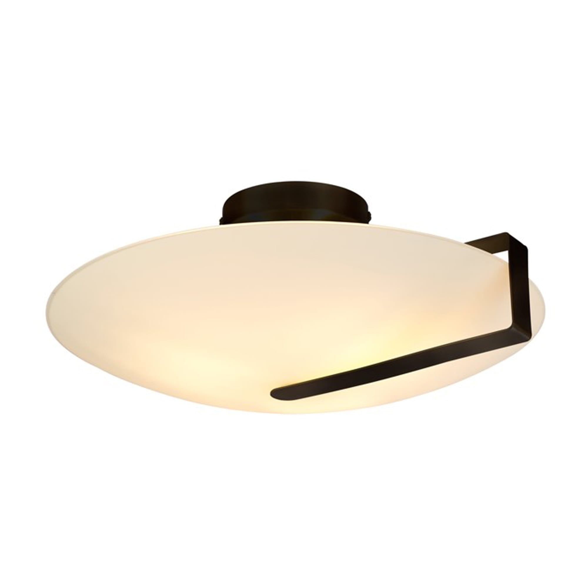 Sundial Flush - Black Metal & Frosted Glass