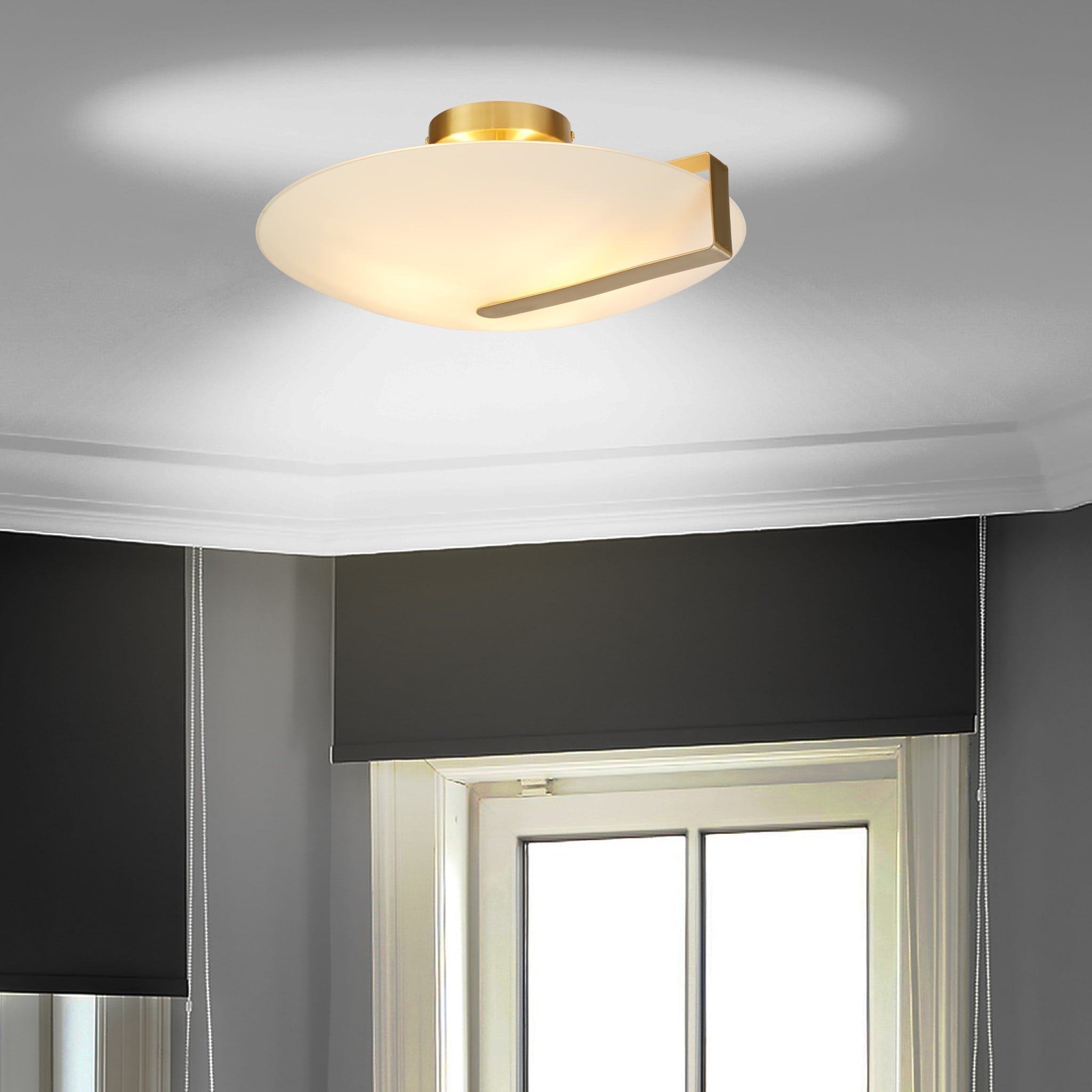 Sundial Flush - Gold Metal & Frosted Glass