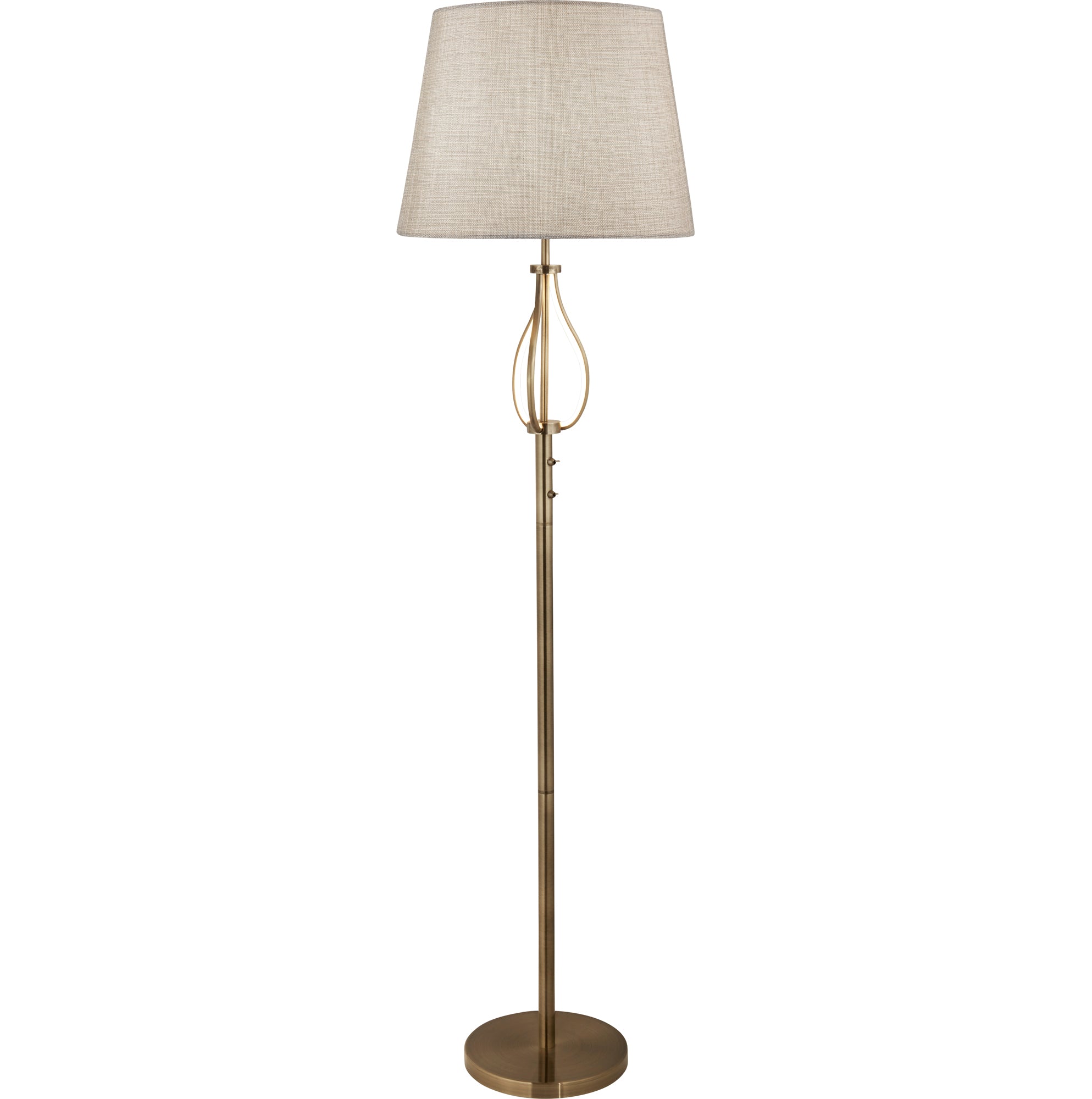 Vegas Floor Light Antique Brass and Cream Shade