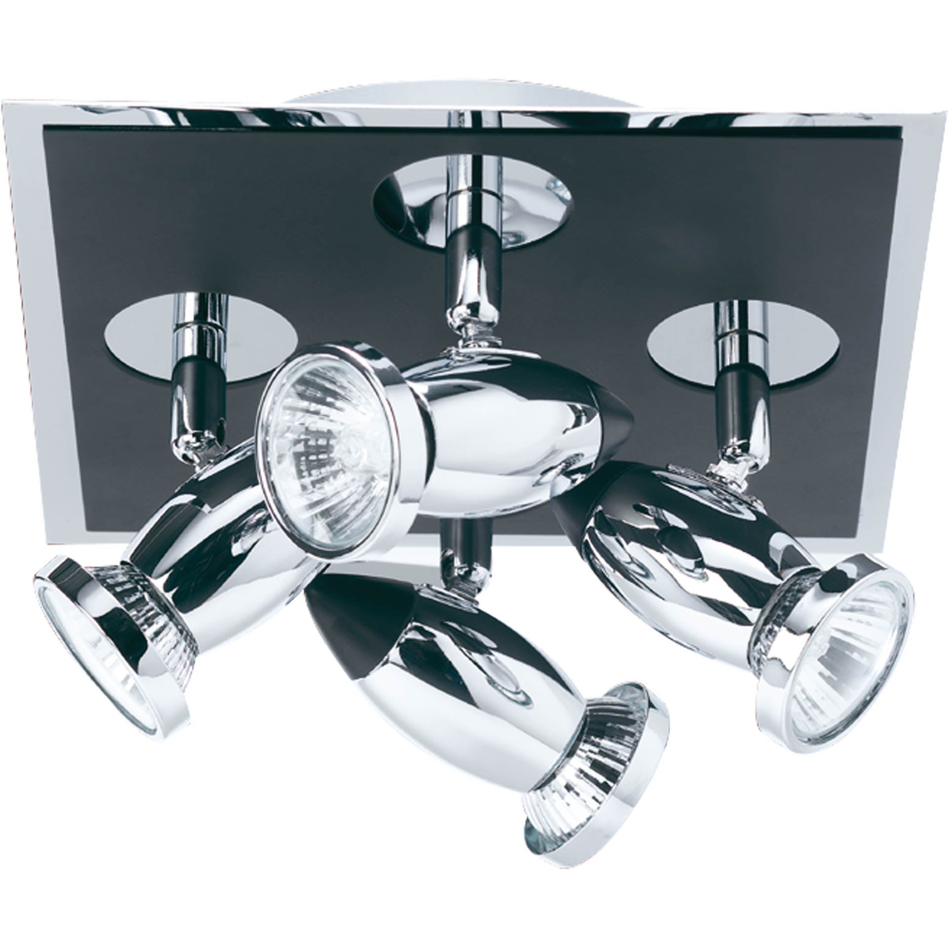 Comet Square Spotlight - Matt Black & Polished Chrome