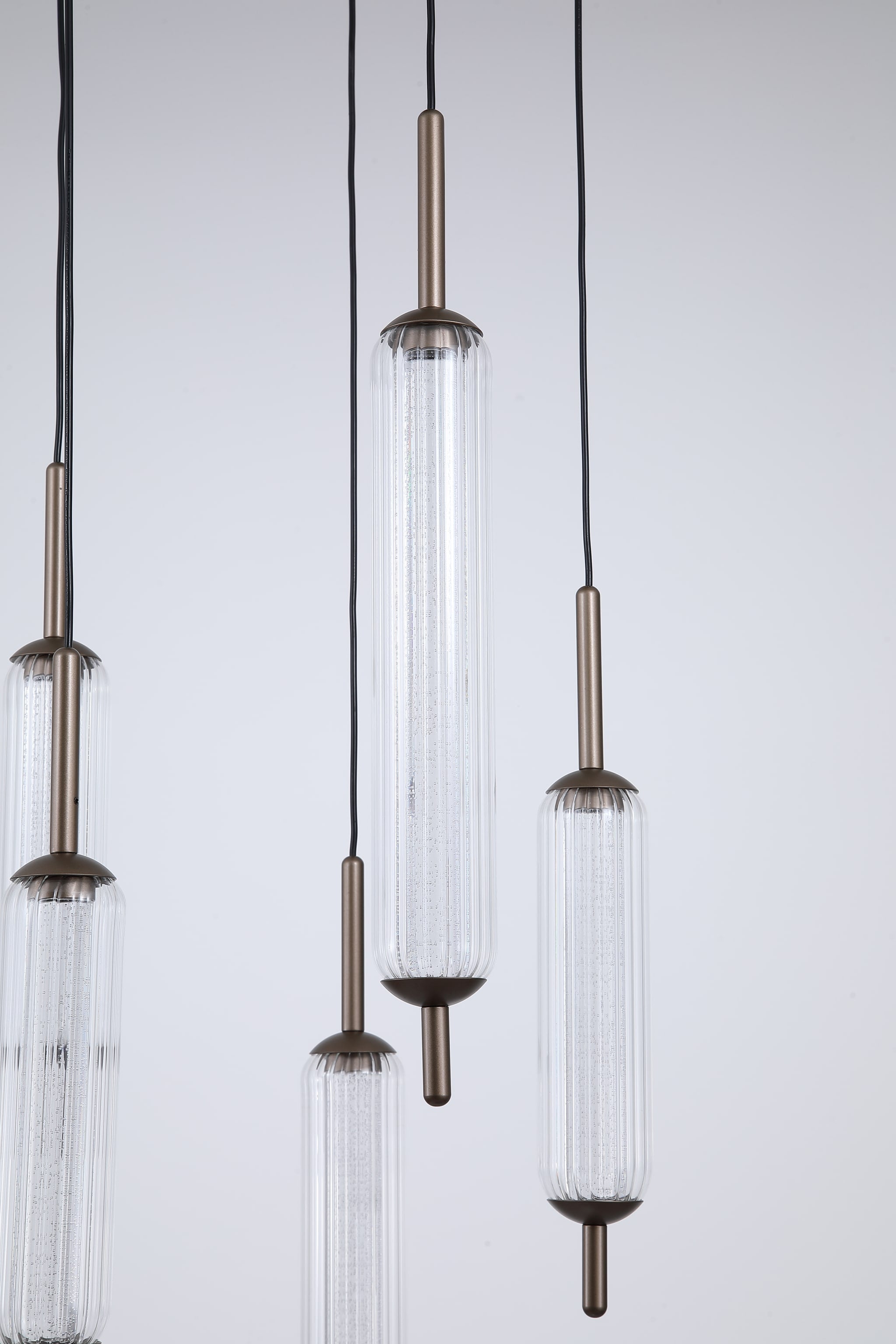 Cattail  5Lt LED Pendant lamp Latte metal with clear glass