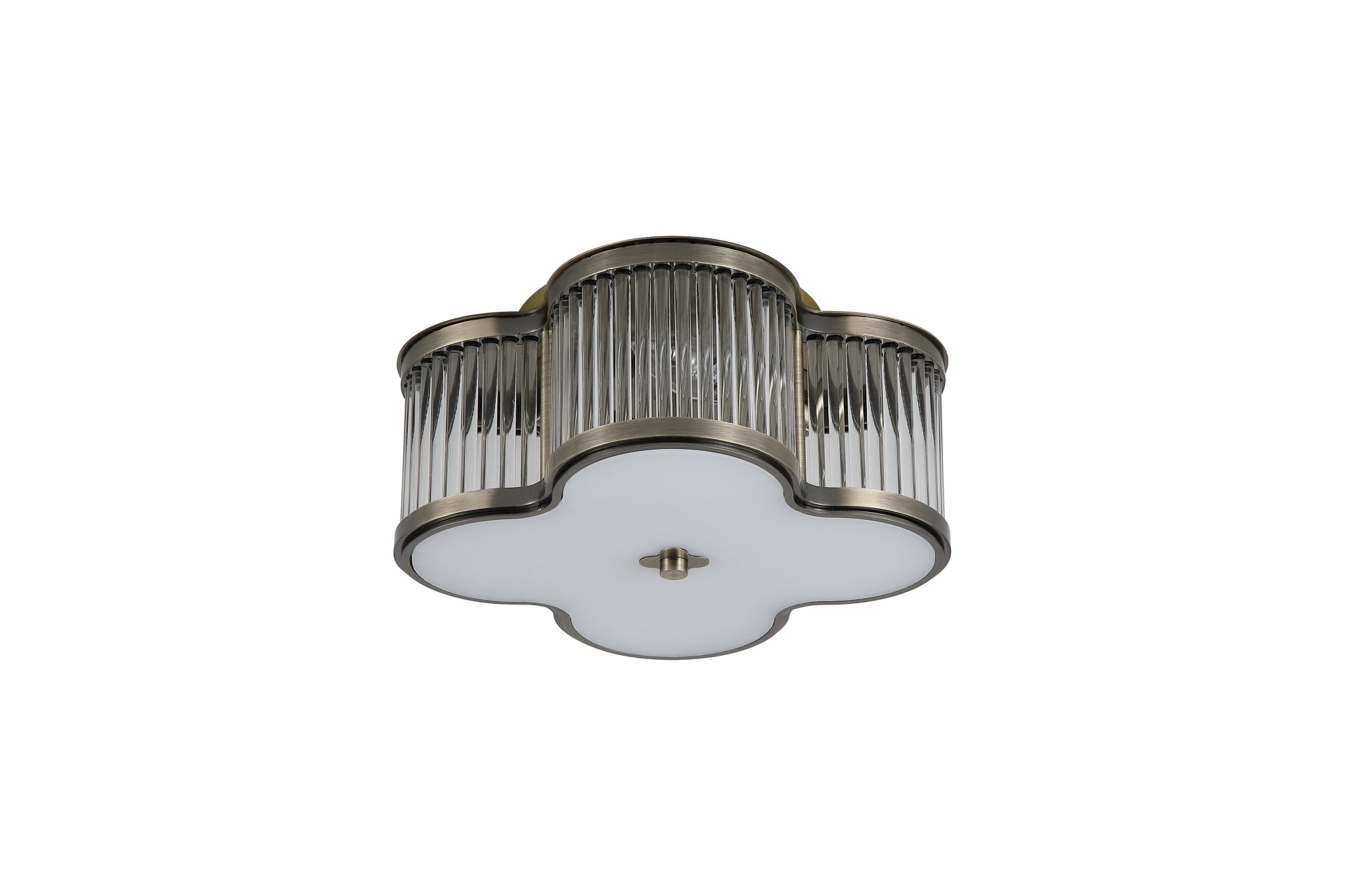 Lotus 2Lt Flush, Antique Brass Metal and Glass Diffuser