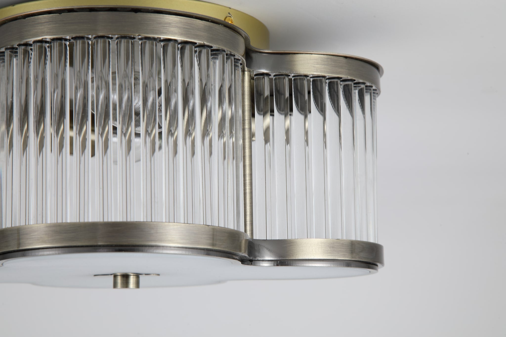Lotus 2Lt Flush, Antique Brass Metal and Glass Diffuser