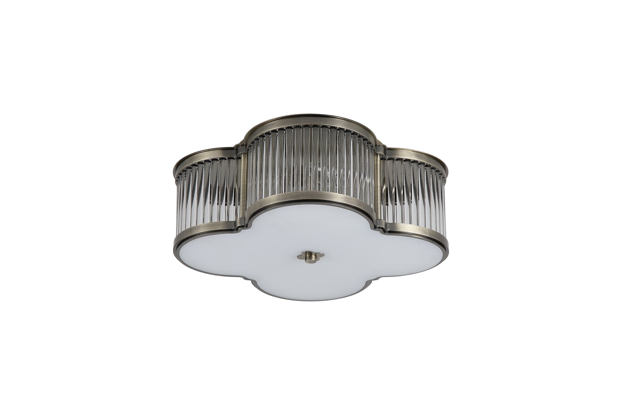Lotus 3Lt Flush, Antique Brass Metal and Glass Diffuser