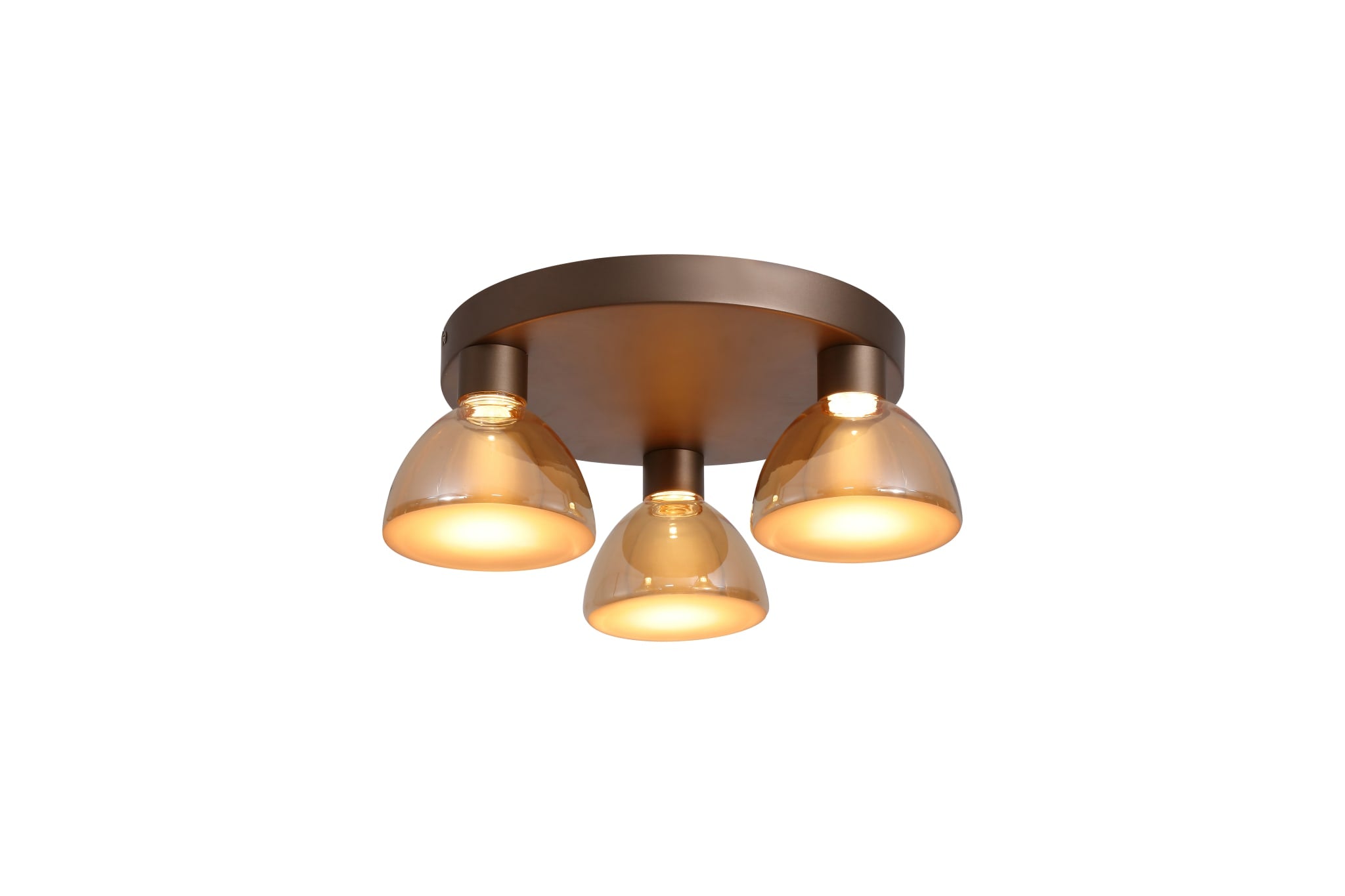 Cannes LED 3Lt Flush, Latte Metal and Amber Glass