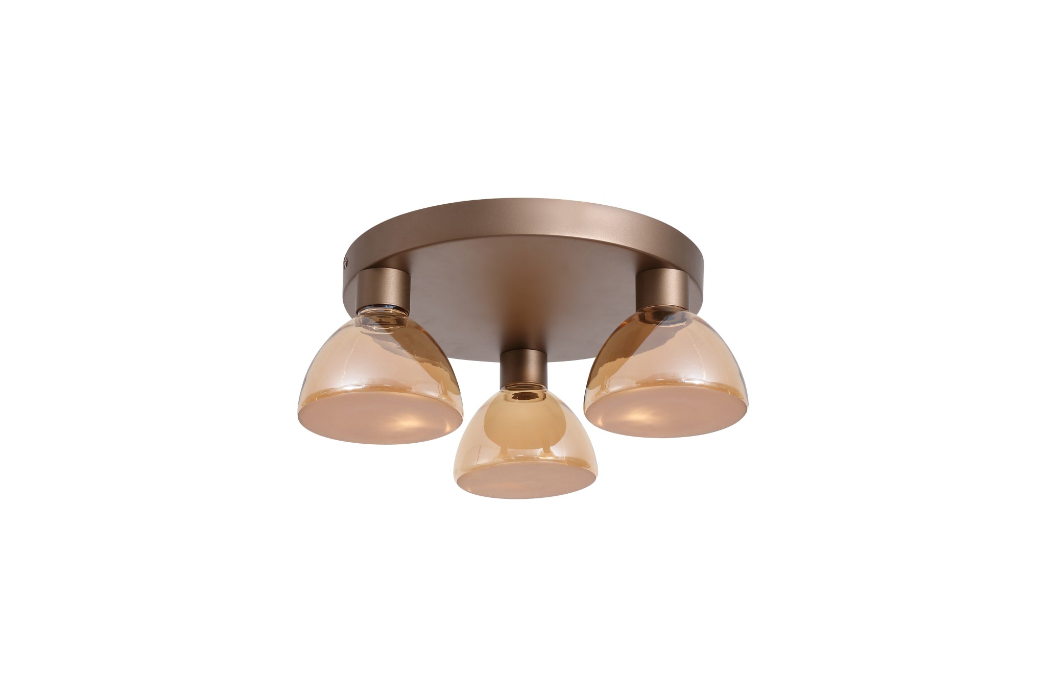 Cannes LED 3Lt Flush, Latte Metal and Amber Glass