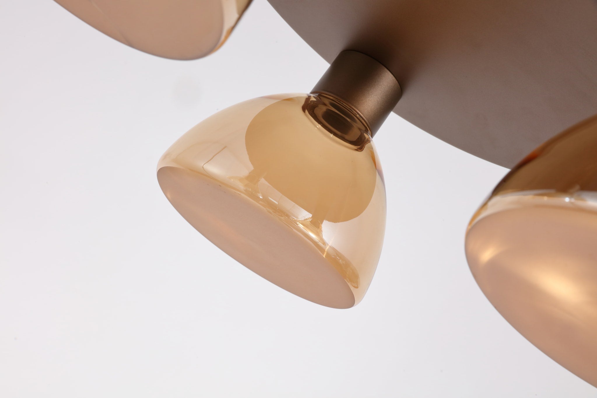 Cannes LED 3Lt Flush, Latte Metal and Amber Glass