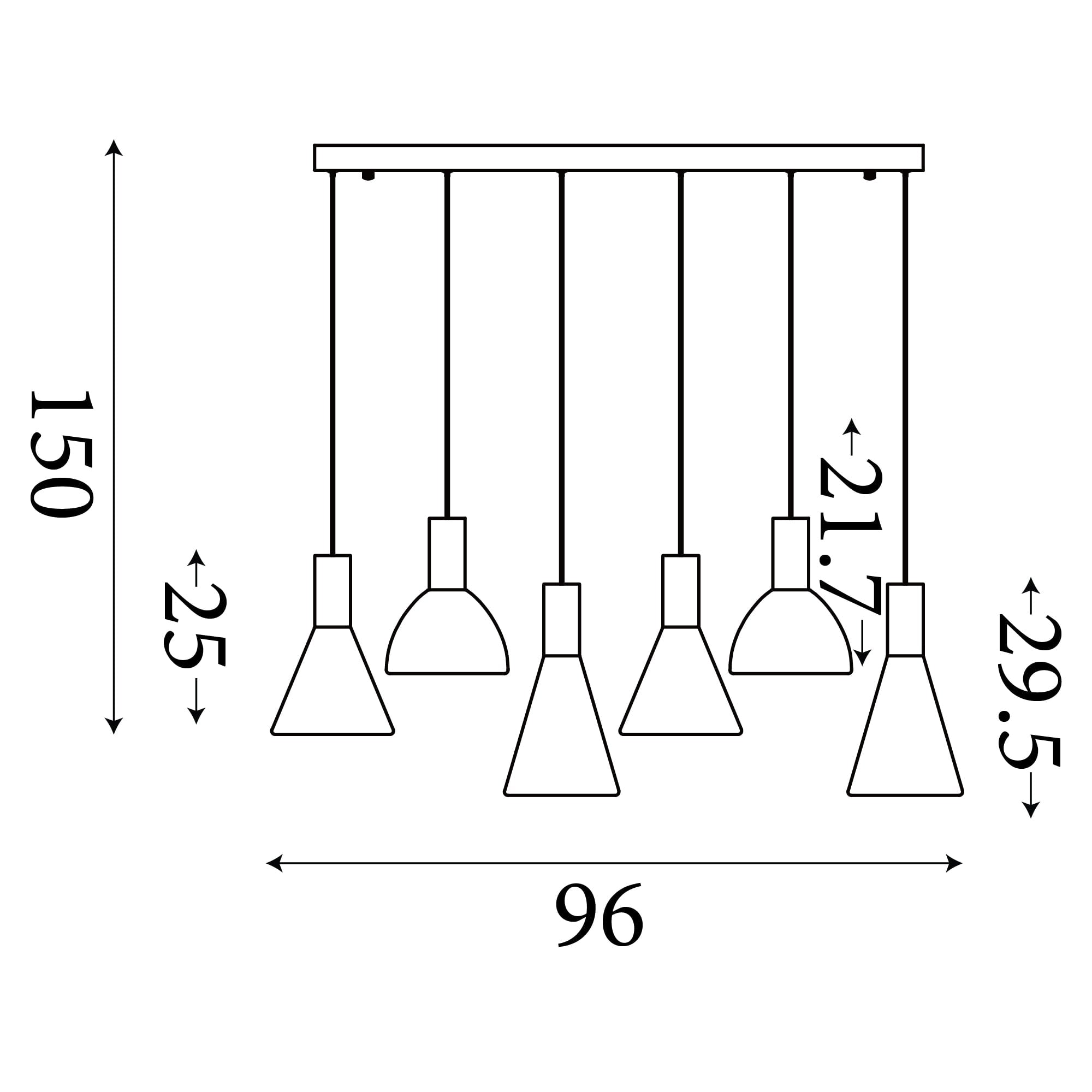 Cannes LED 6Lt Pendant, Latte Metal and Amber Glass