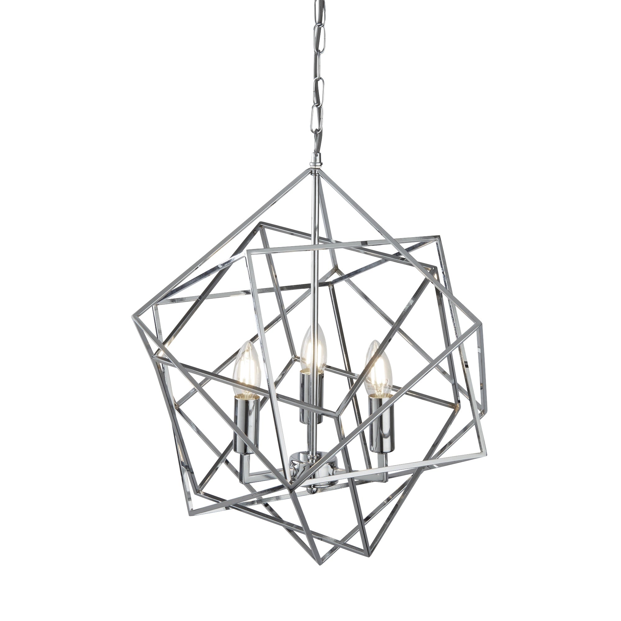 Cube 3Lt Pendant  - Polished Chrome Metal