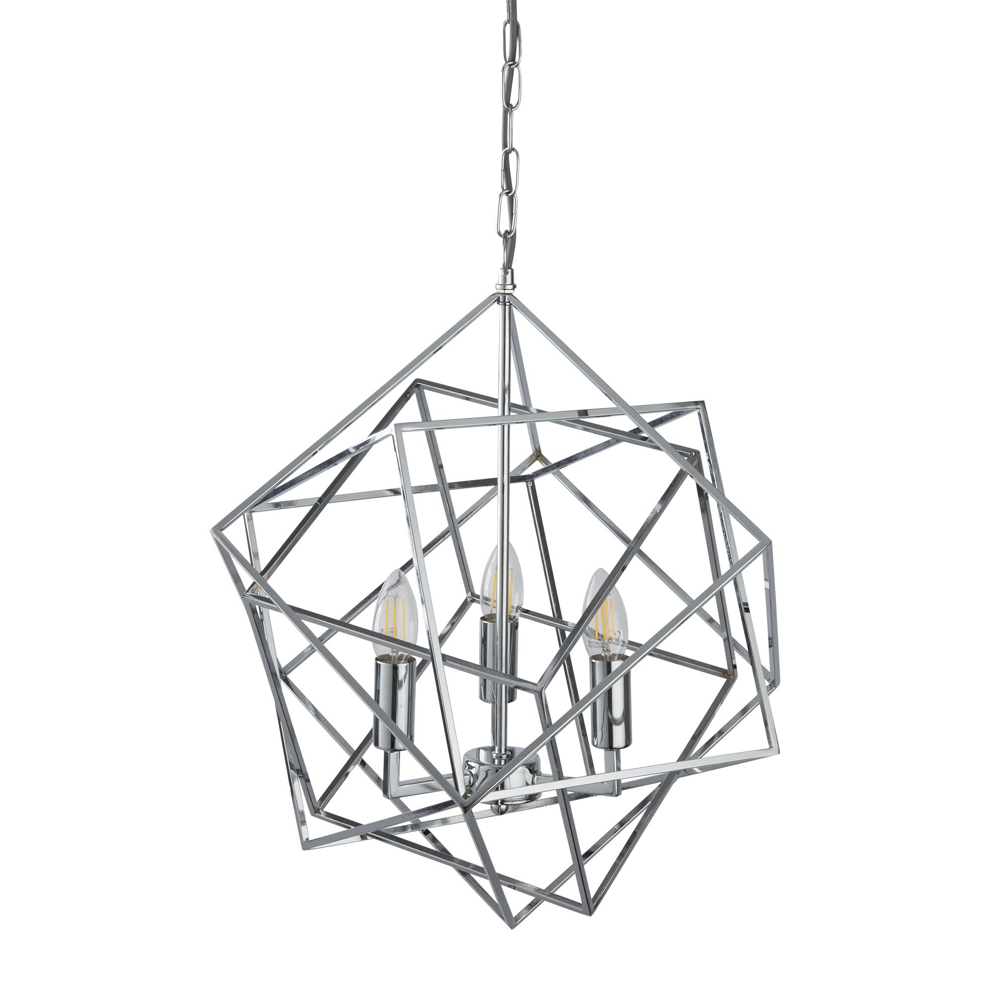 Cube 3Lt Pendant  - Polished Chrome Metal