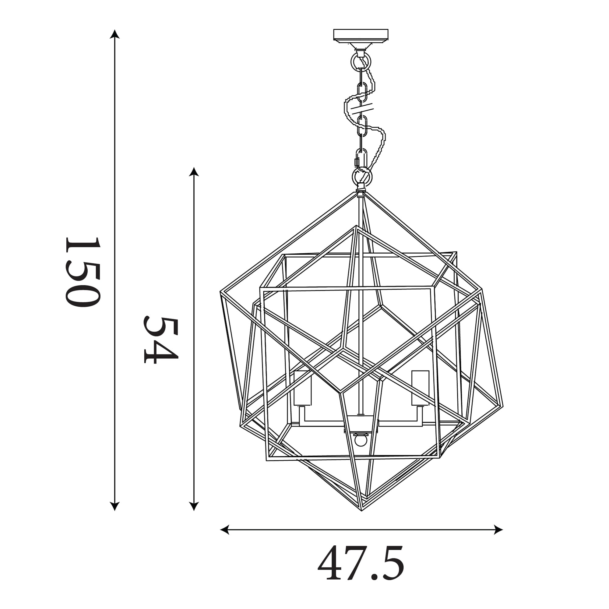 Cube 3Lt Pendant  - Polished Chrome Metal