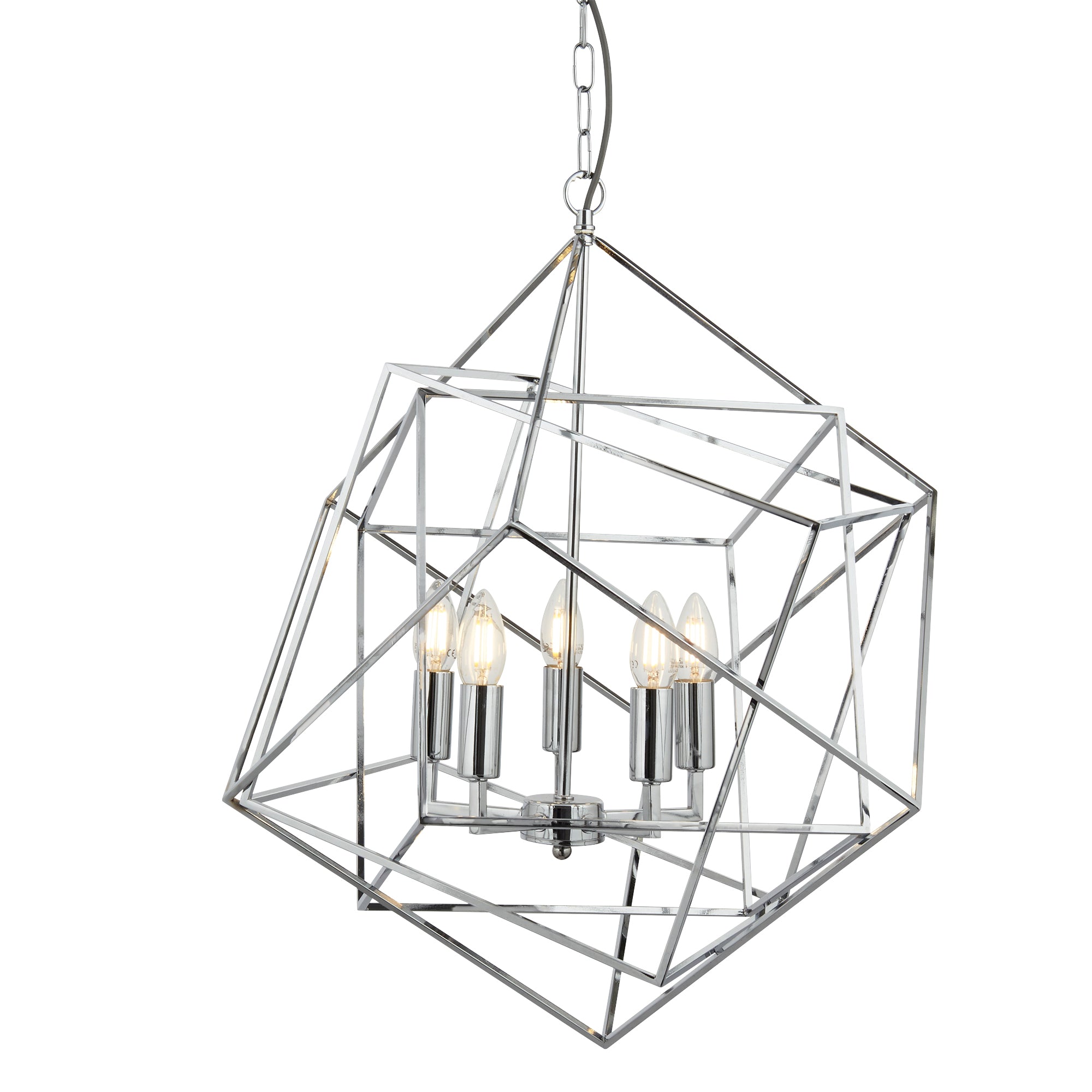 Cube 5Lt Pendant - Polished Chrome Metal