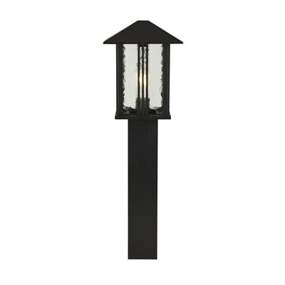 Venice Outdoor Post - Black Metal With Water Glass, IP44
