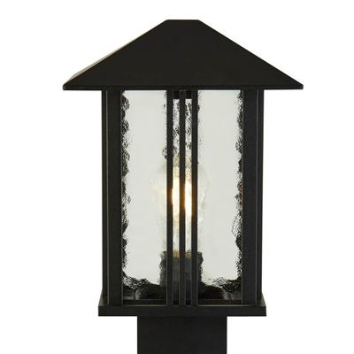Venice Outdoor Post - Black Metal With Water Glass, IP44