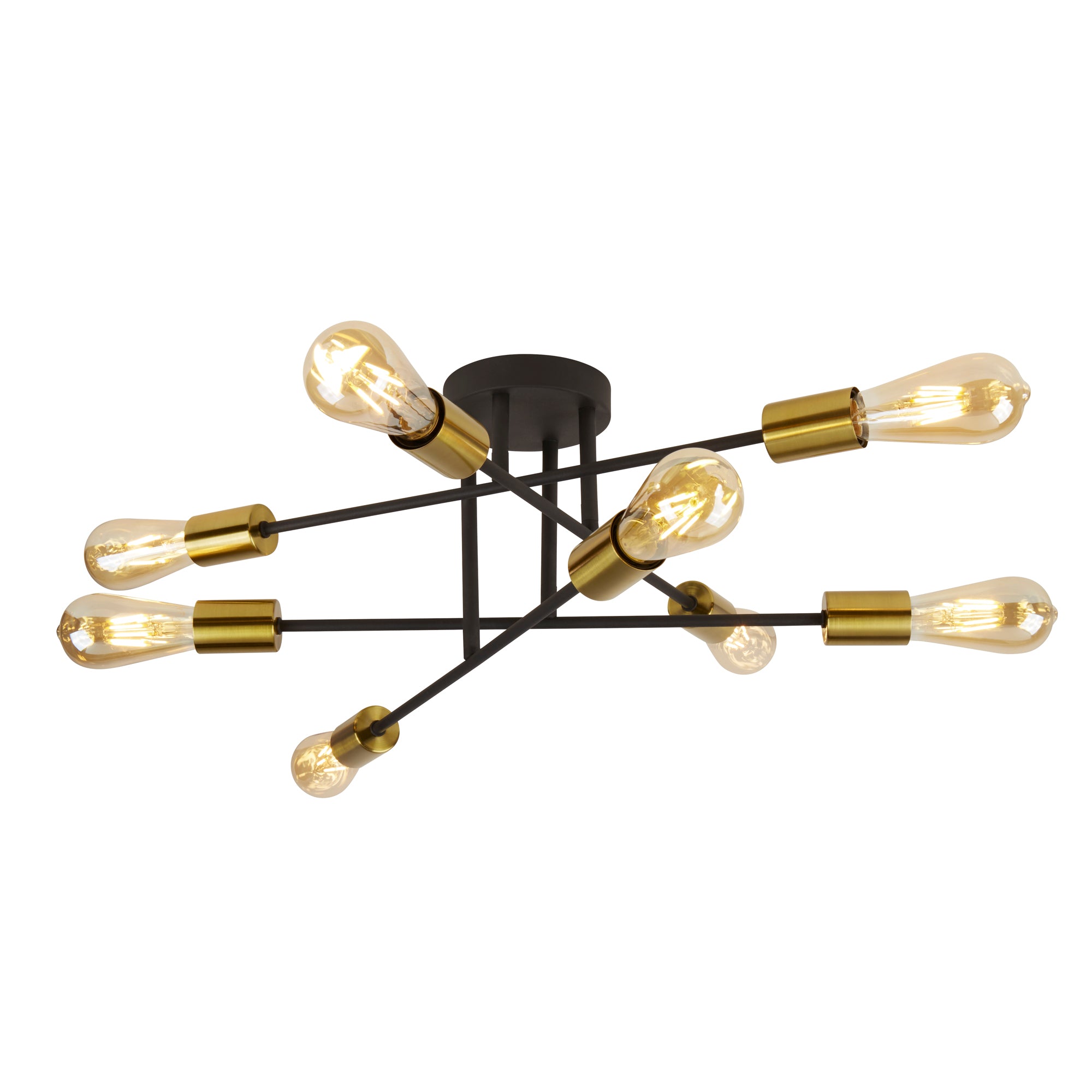Armstrong Semi-Flush - Black & Satin Brass Metal