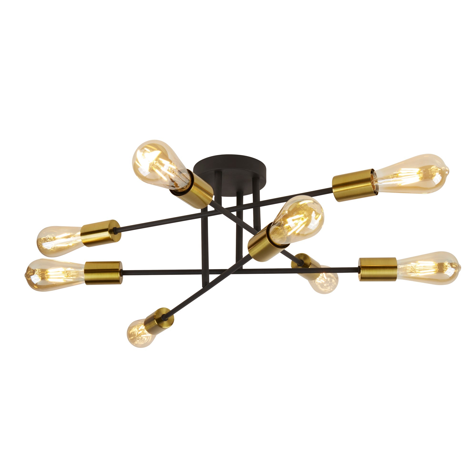 Armstrong Semi-Flush 8lt - Black & Satin Brass Metal
