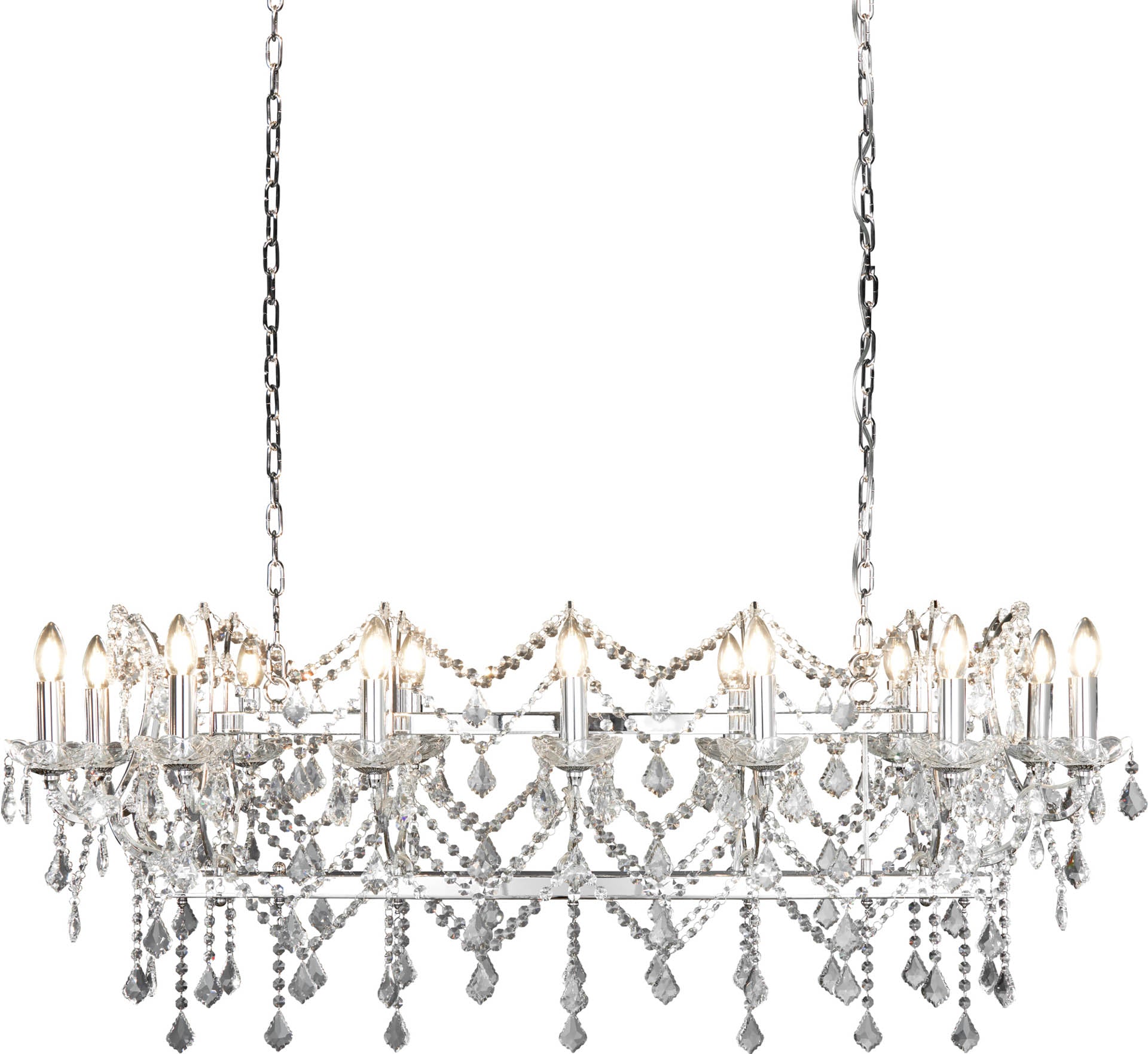 Florence Bar Pendant - Chrome Metal & Clear Crystal
