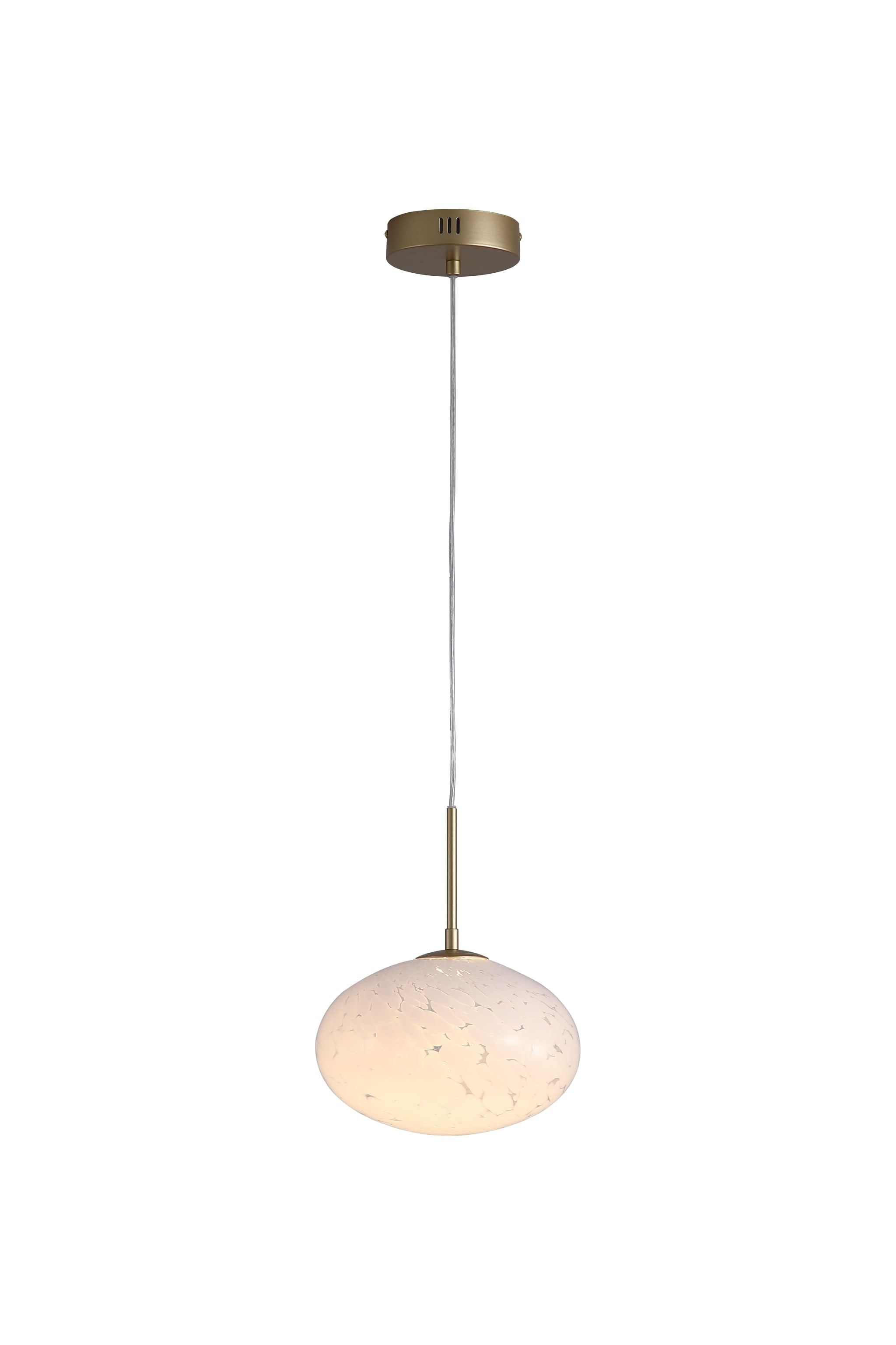 Confetti LED Pendant, Gold Metal and Confetti Glass