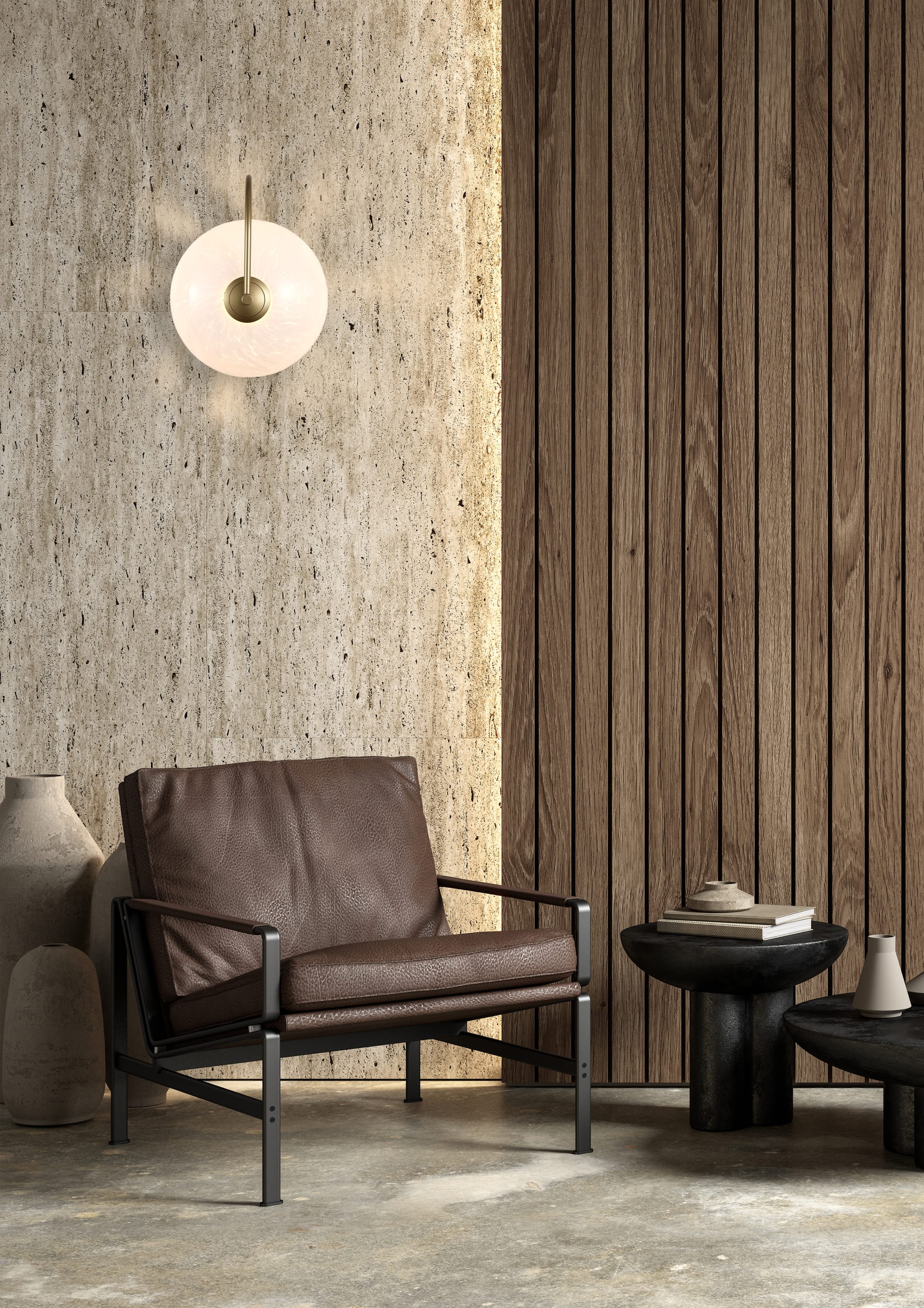 Confetti LED Wall Light, Gold Metal and Confetti Glass