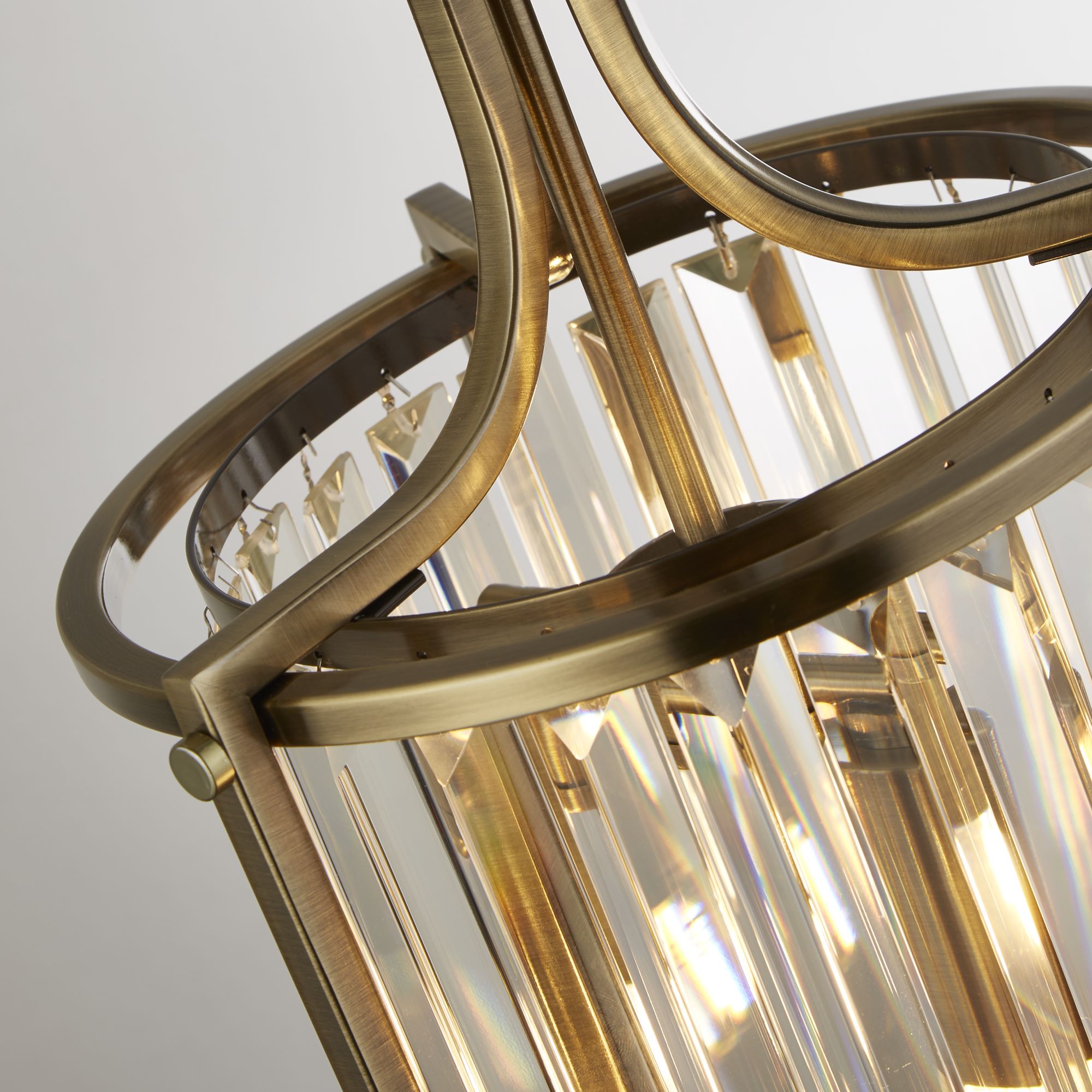 Victoria Pendant - Metal & Clear Crystal Antique Brass