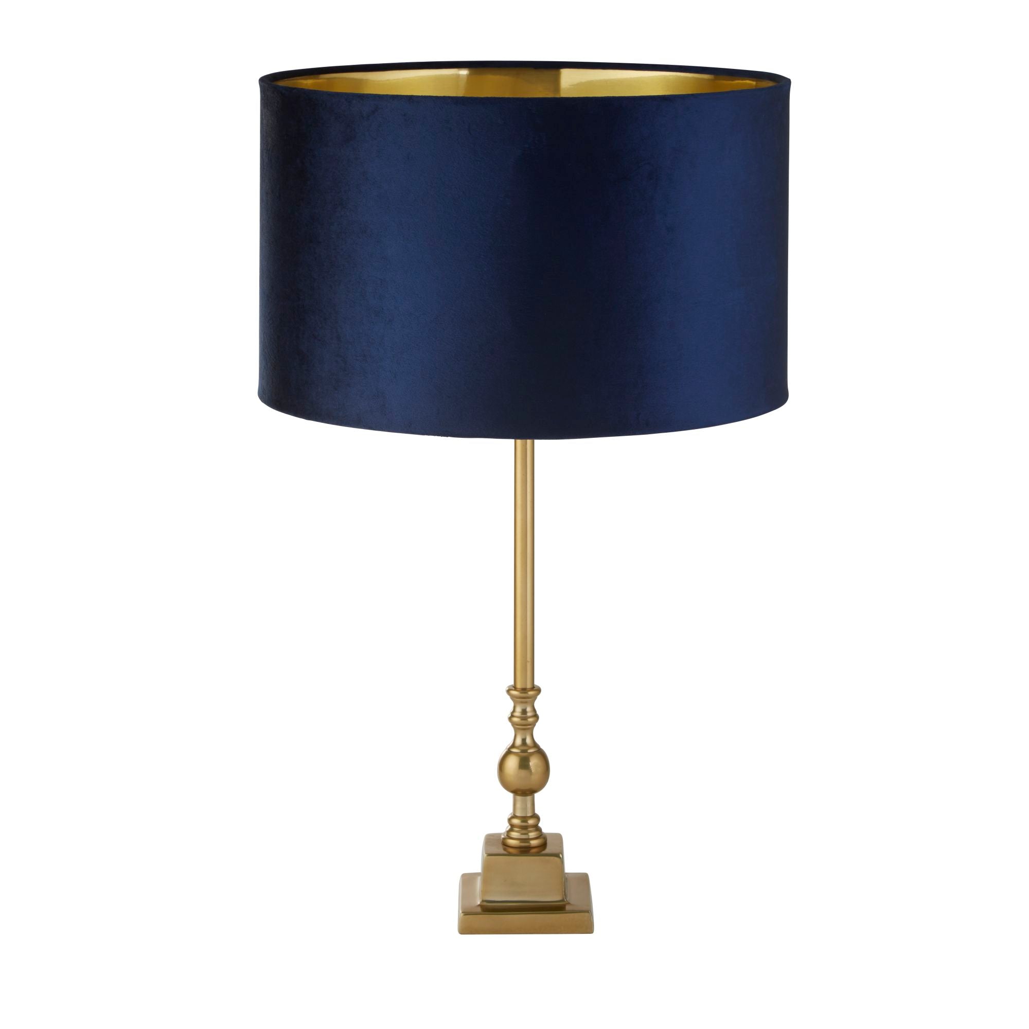Whitby Table Lamp - Metal & Velvet Navy