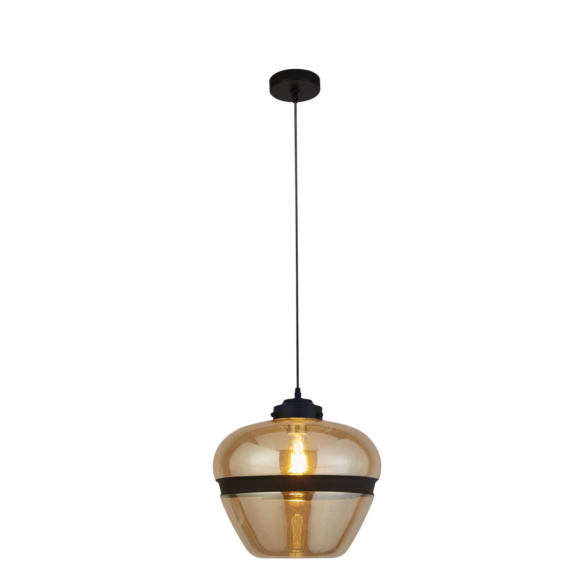 Meringue Ceiling Pendant - Black Metal &  Glass Champagne Glass