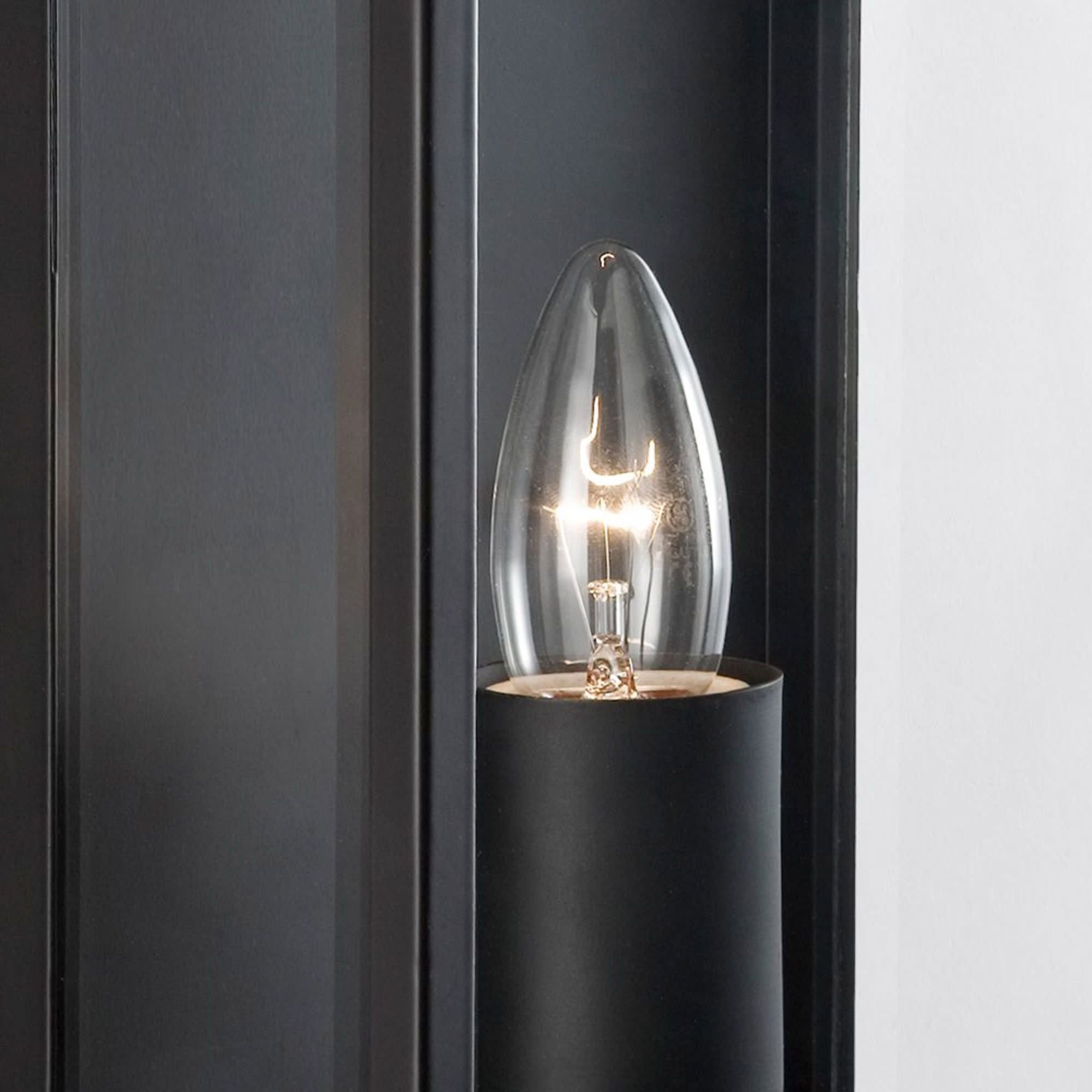 Box Outdoor Wall Light - Black Metal & Glass
