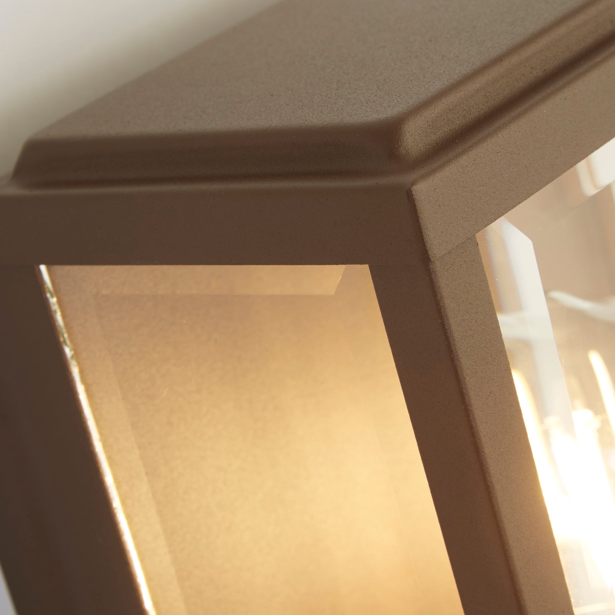 Box Outdoor Wall Light - Rustic Brown & Glass