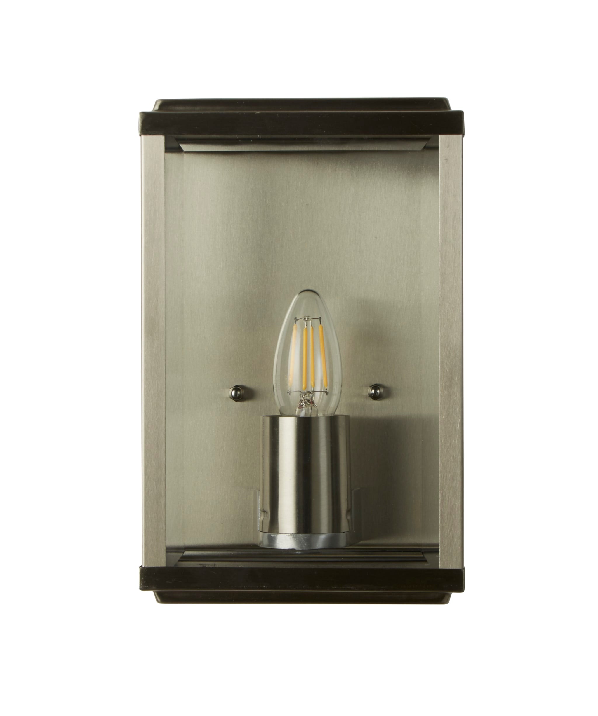 Box Outdoor Wall Light - Satin Silver Metal & Glass