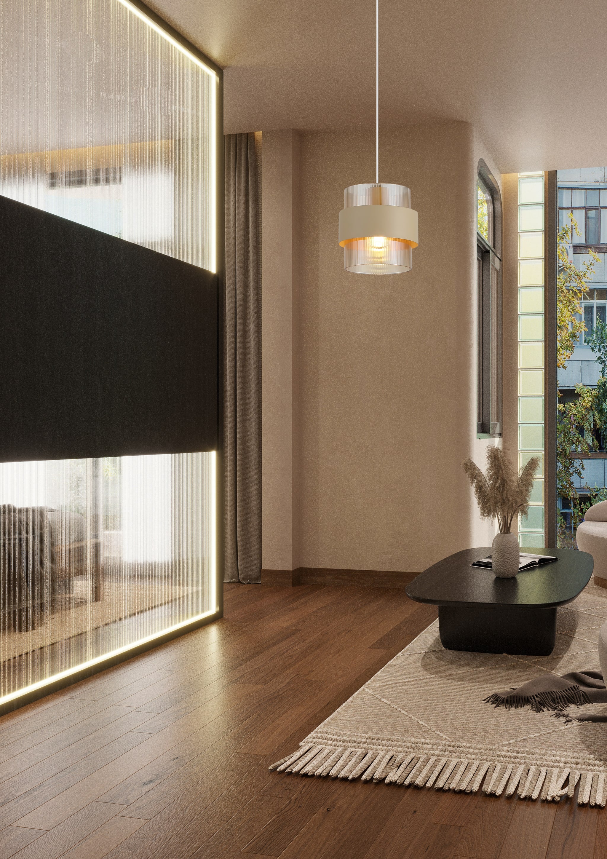 Royal Pendant, Convertible to Semi-Flush, Sand Metal