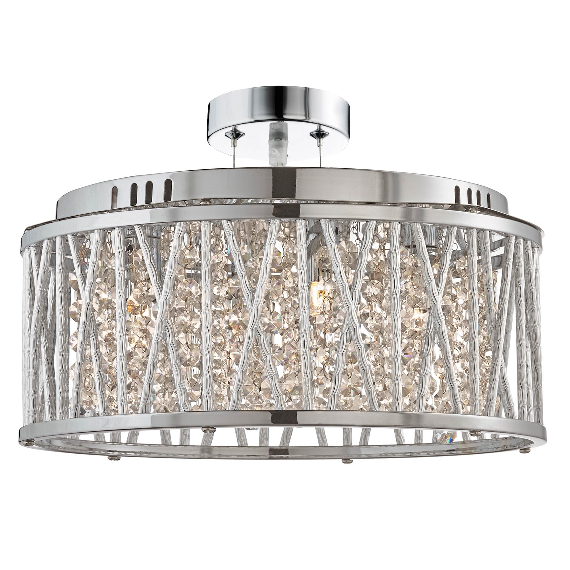 Elise Pendant to Semi-Flush - Chrome Metal & Crystal 5