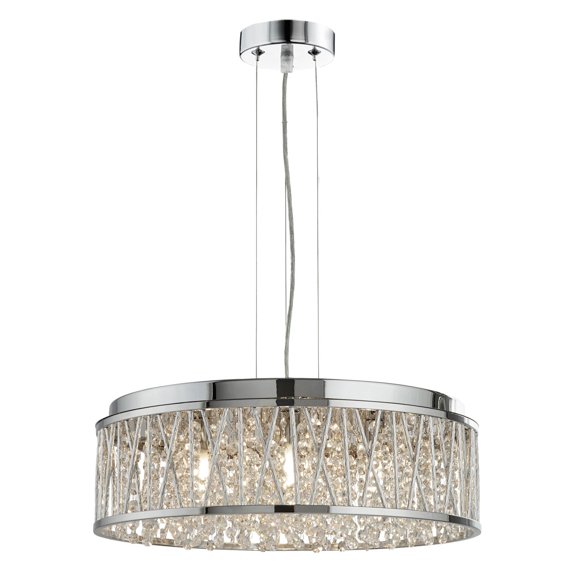 Elise Pendant to Semi-Flush - Chrome Metal & Crystal 7