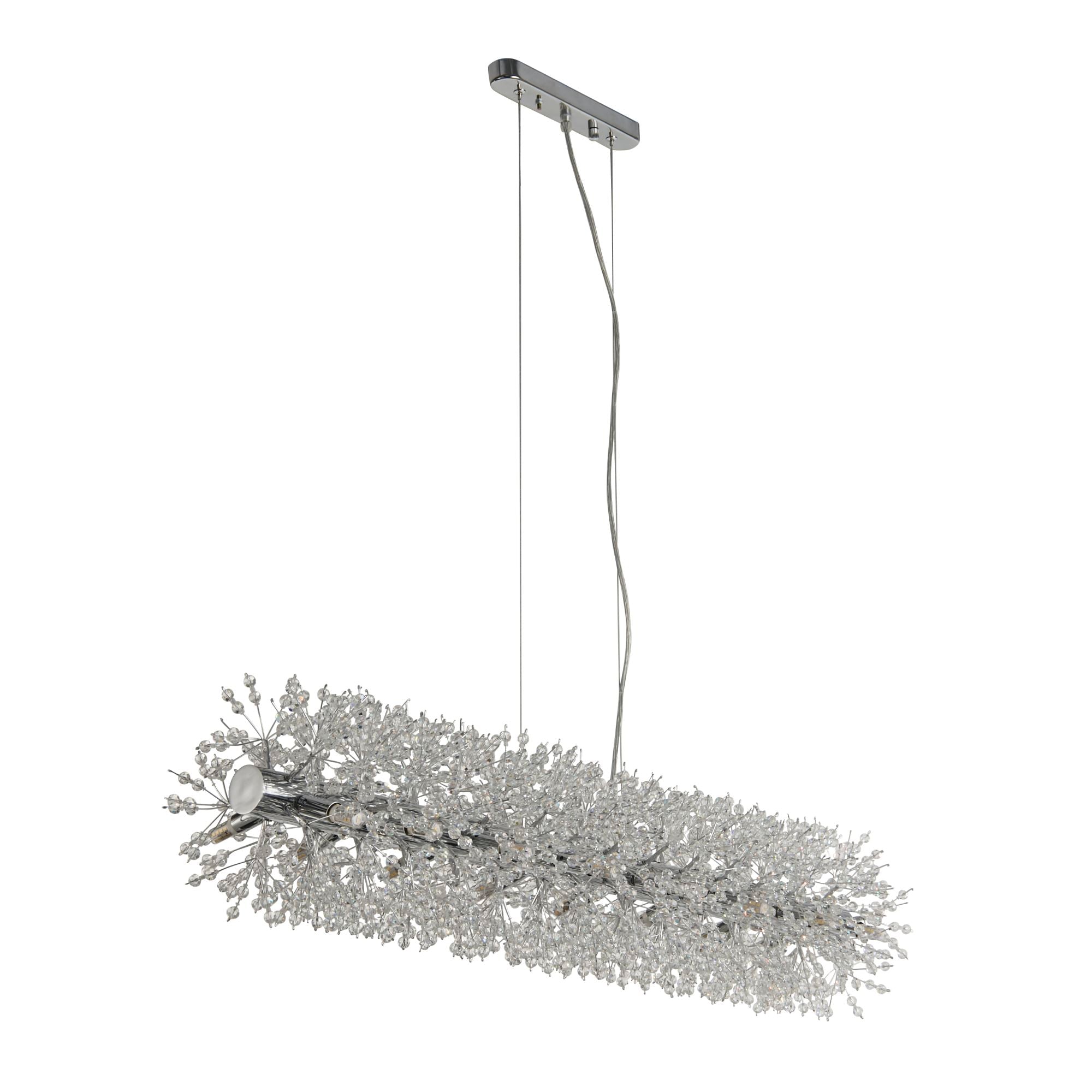 Sunburst Bar Pendant - Chrome Metal & Glass Beads