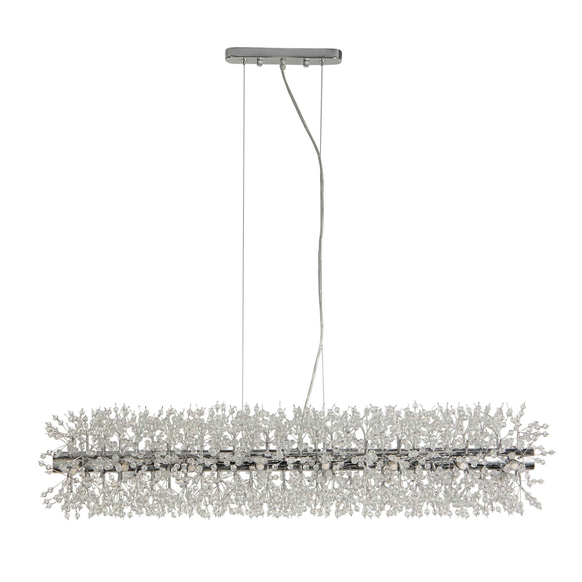 Sunburst Bar Pendant - Chrome Metal & Glass Beads