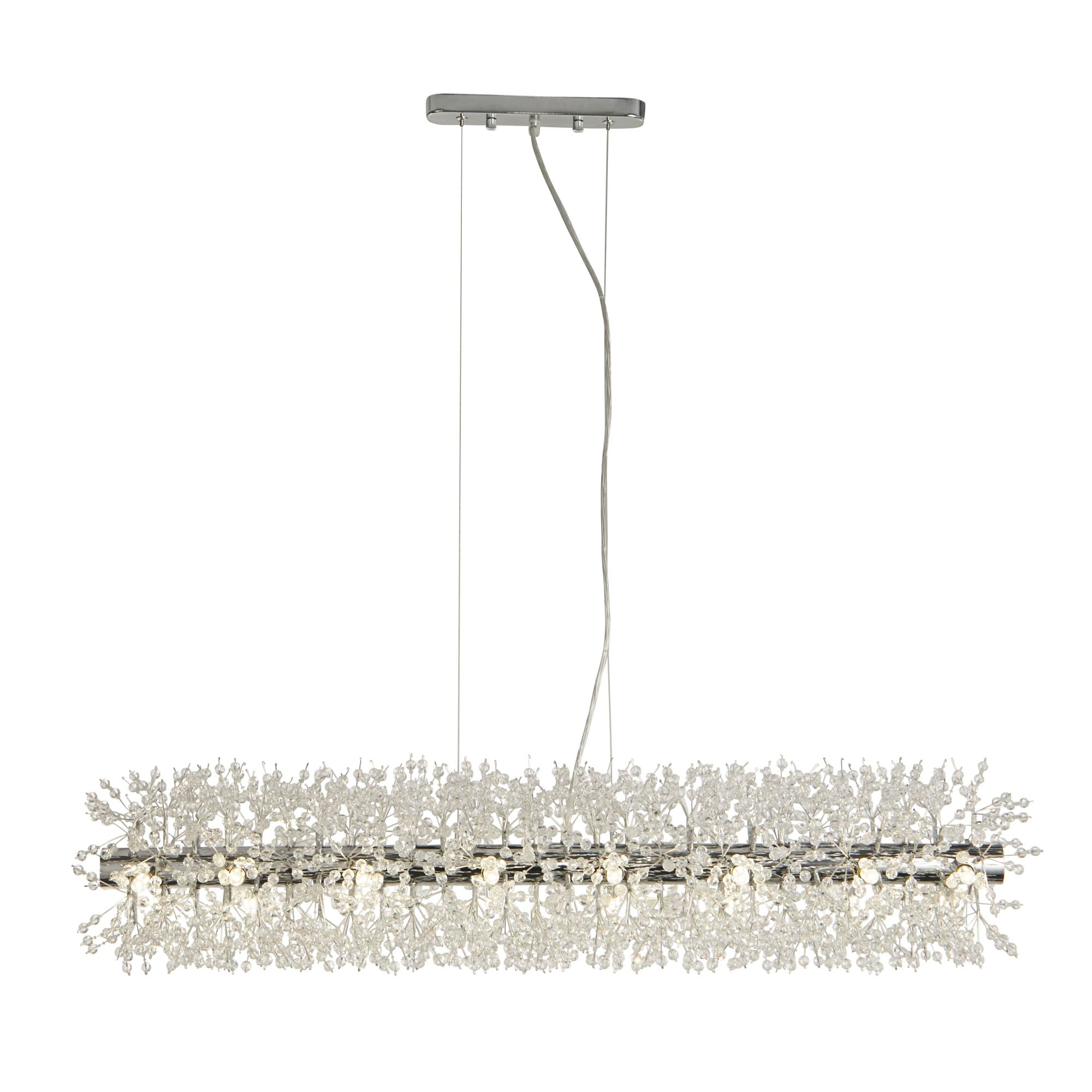 Sunburst Bar Pendant - Chrome Metal & Glass Beads