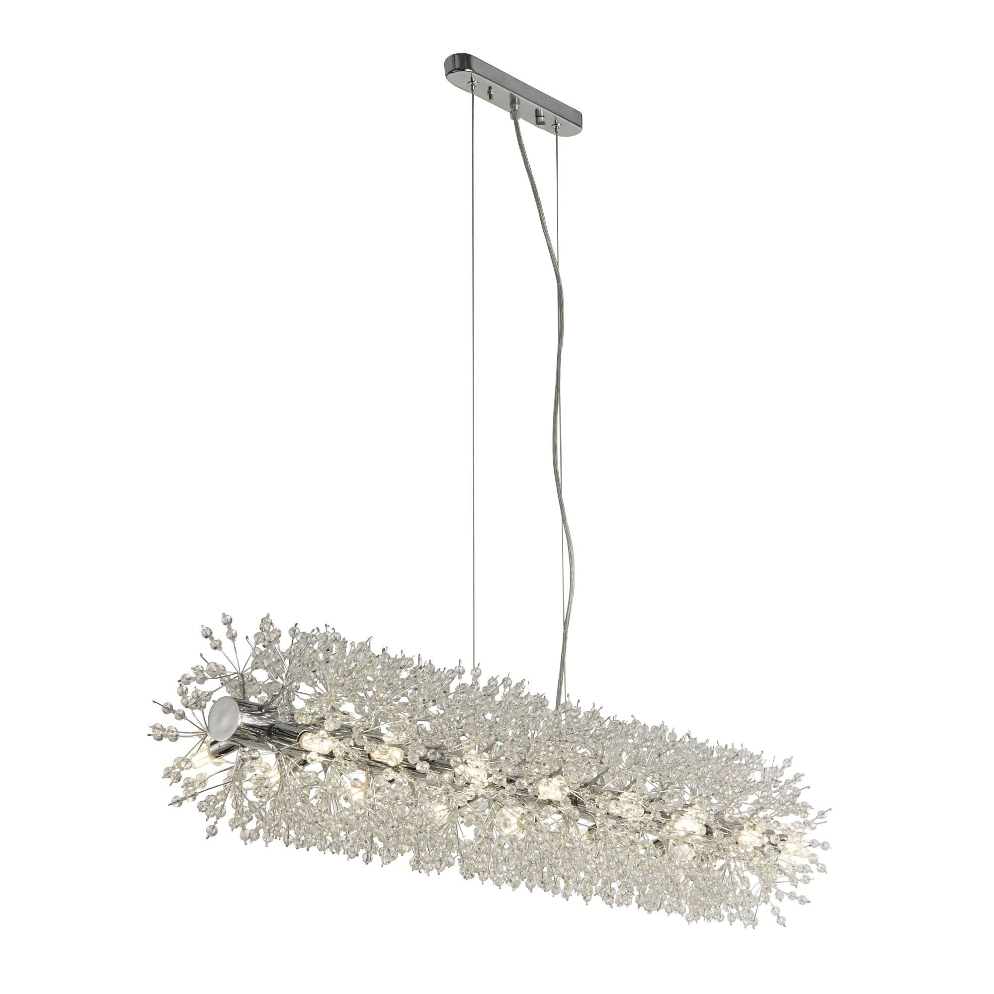 Sunburst Bar Pendant - Chrome Metal & Glass Beads