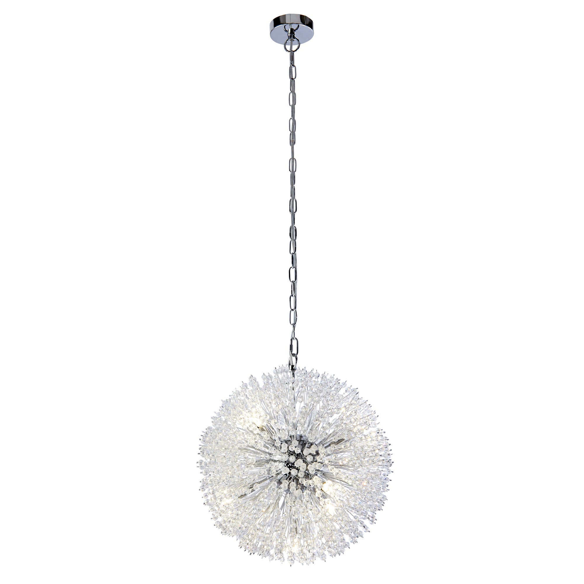 Sunburst  Pendant - Chrome Metal & Glass Beads