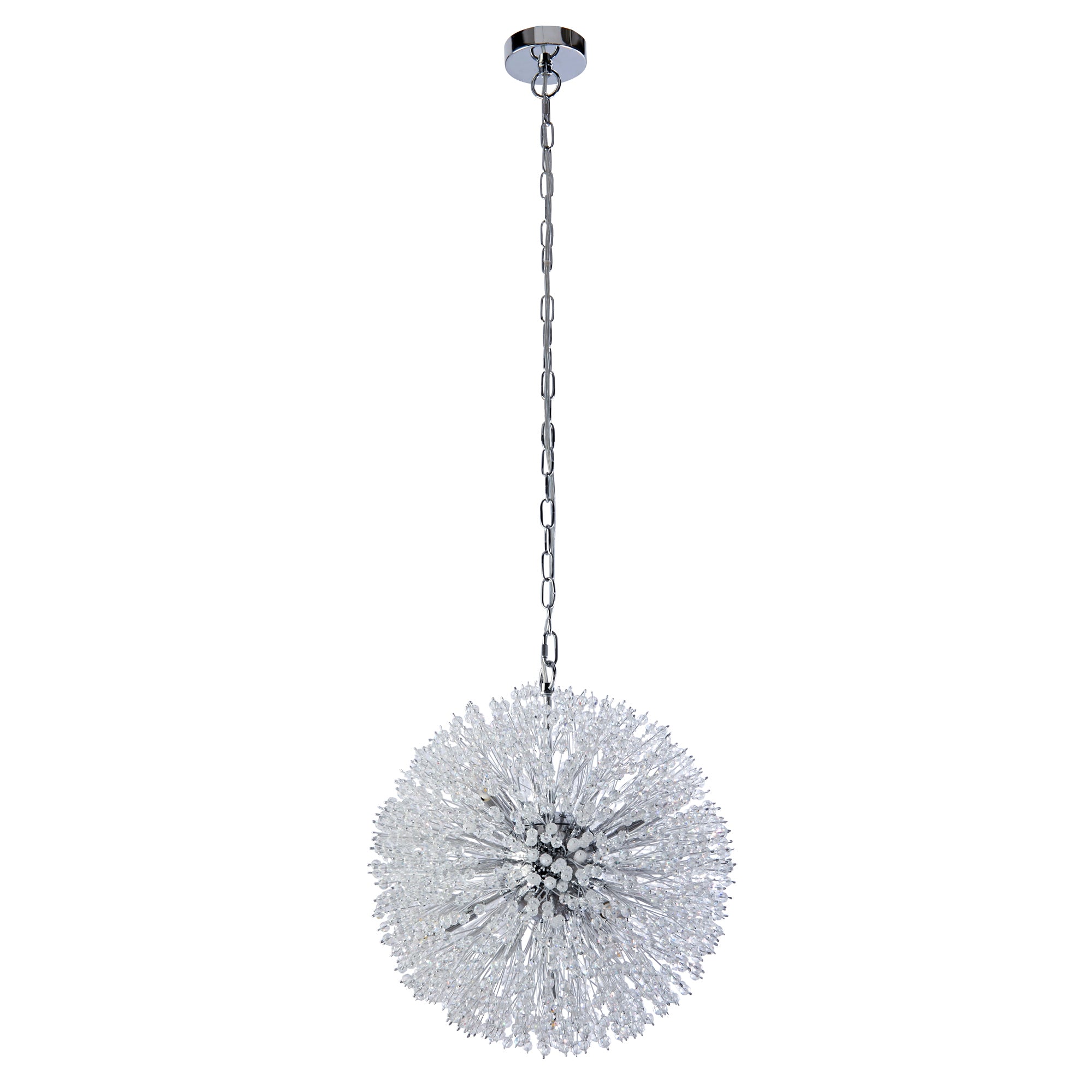 Sunburst  Pendant - Chrome Metal & Glass Beads