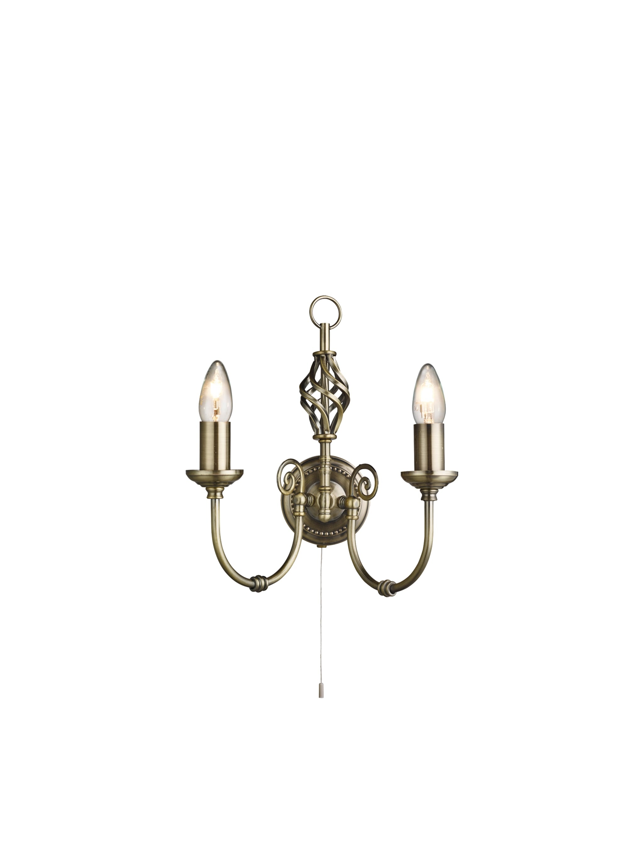 Zanzibar 2Lt Wall Light - Antique Brass Metal