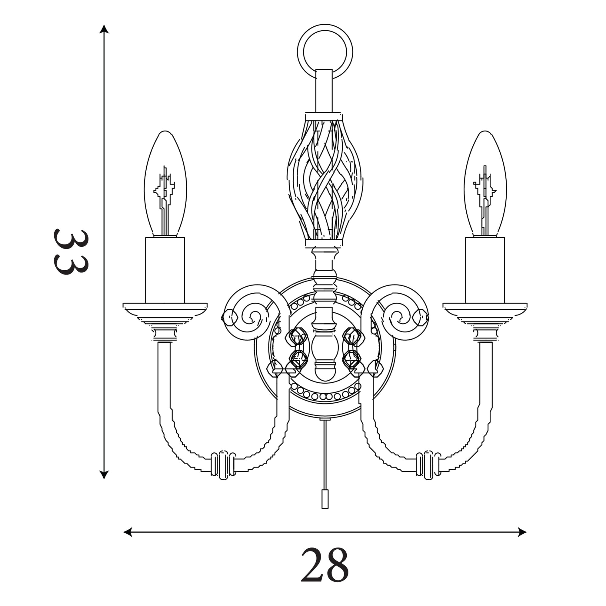 Zanzibar 2Lt Wall Light - Antique Brass Metal