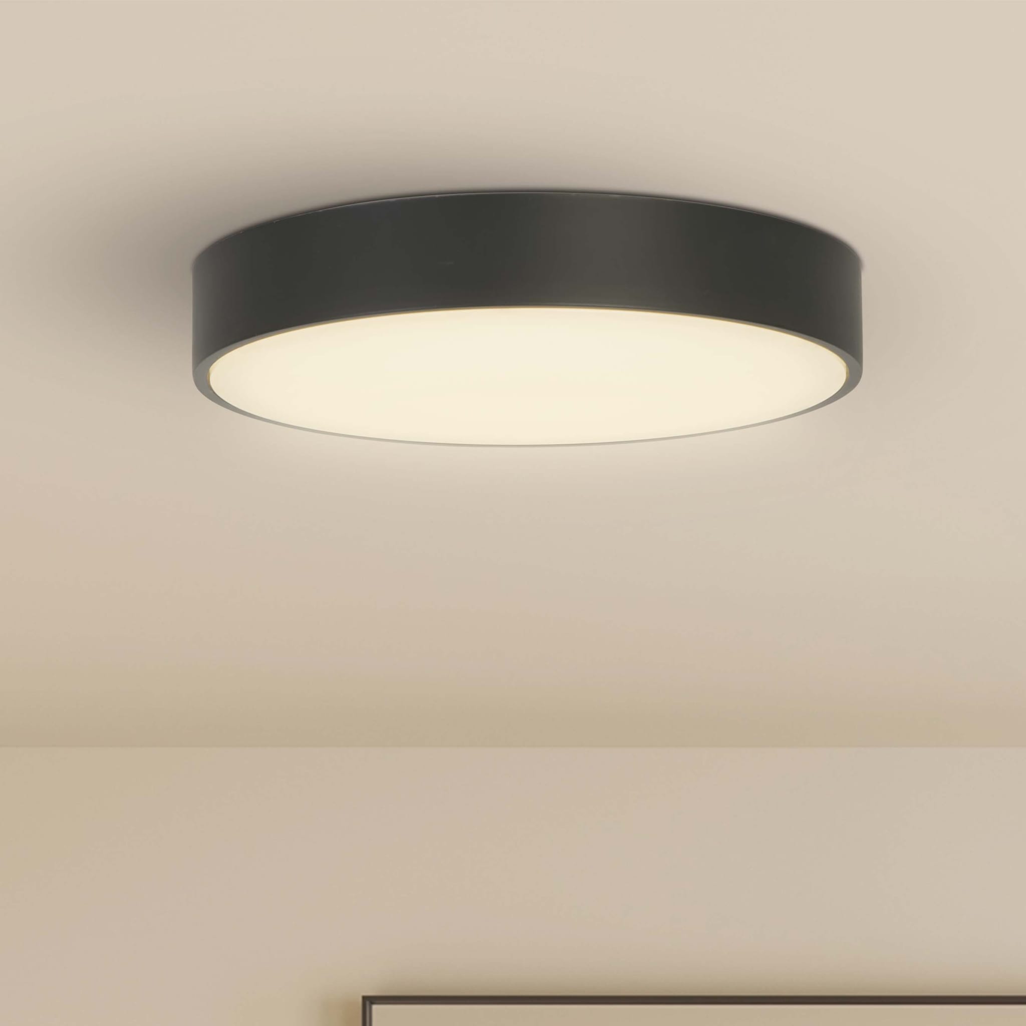 Palma LED Flush, Black Polycarbonate with White Diffuser