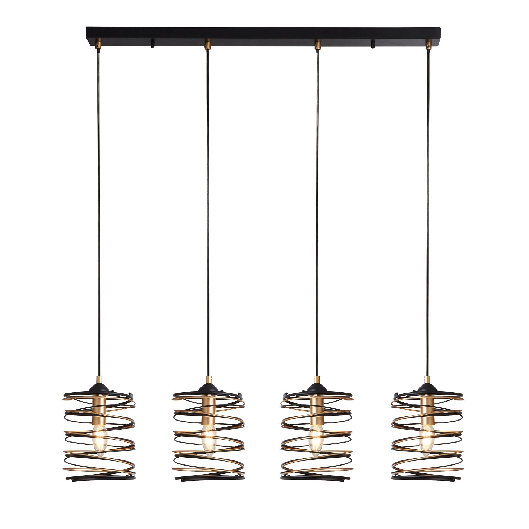 Spring Multi Drop Bar Pendant- Black & Gold