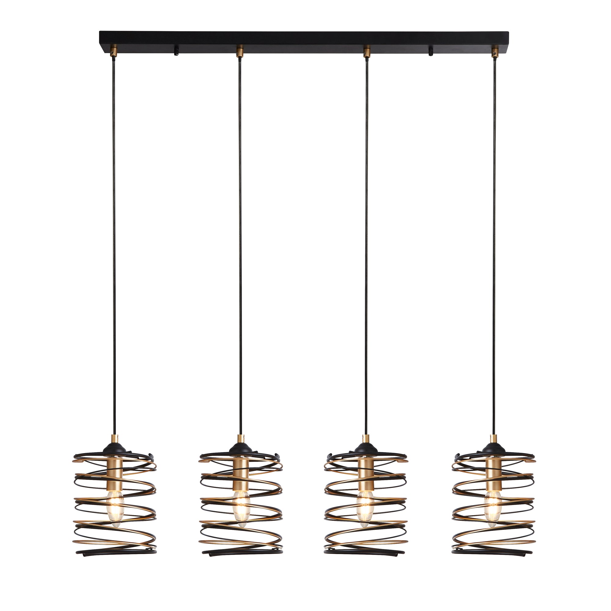Spring  Bar Pendant - Black Metal & Gold