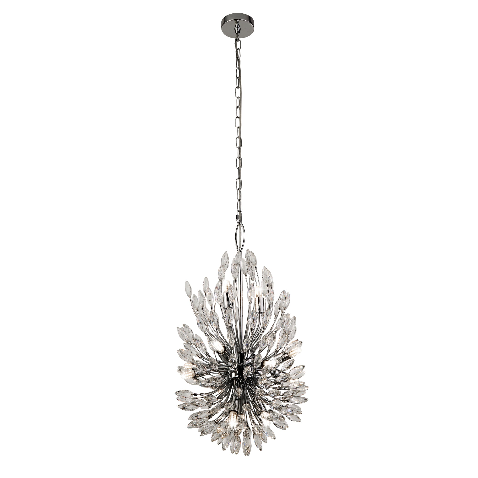 Peacock Pendant - Chrome Metal & Crystal 14