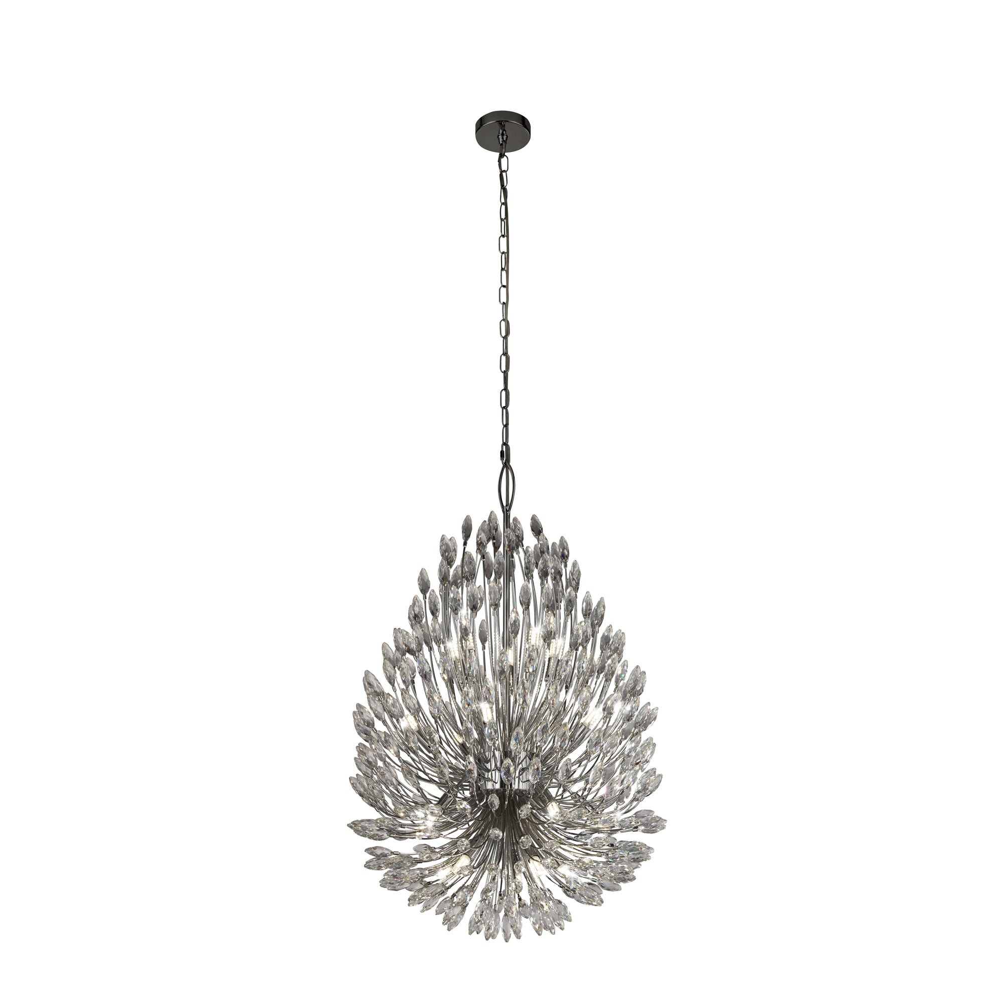 Peacock Pendant - Chrome Metal & Crystal 20