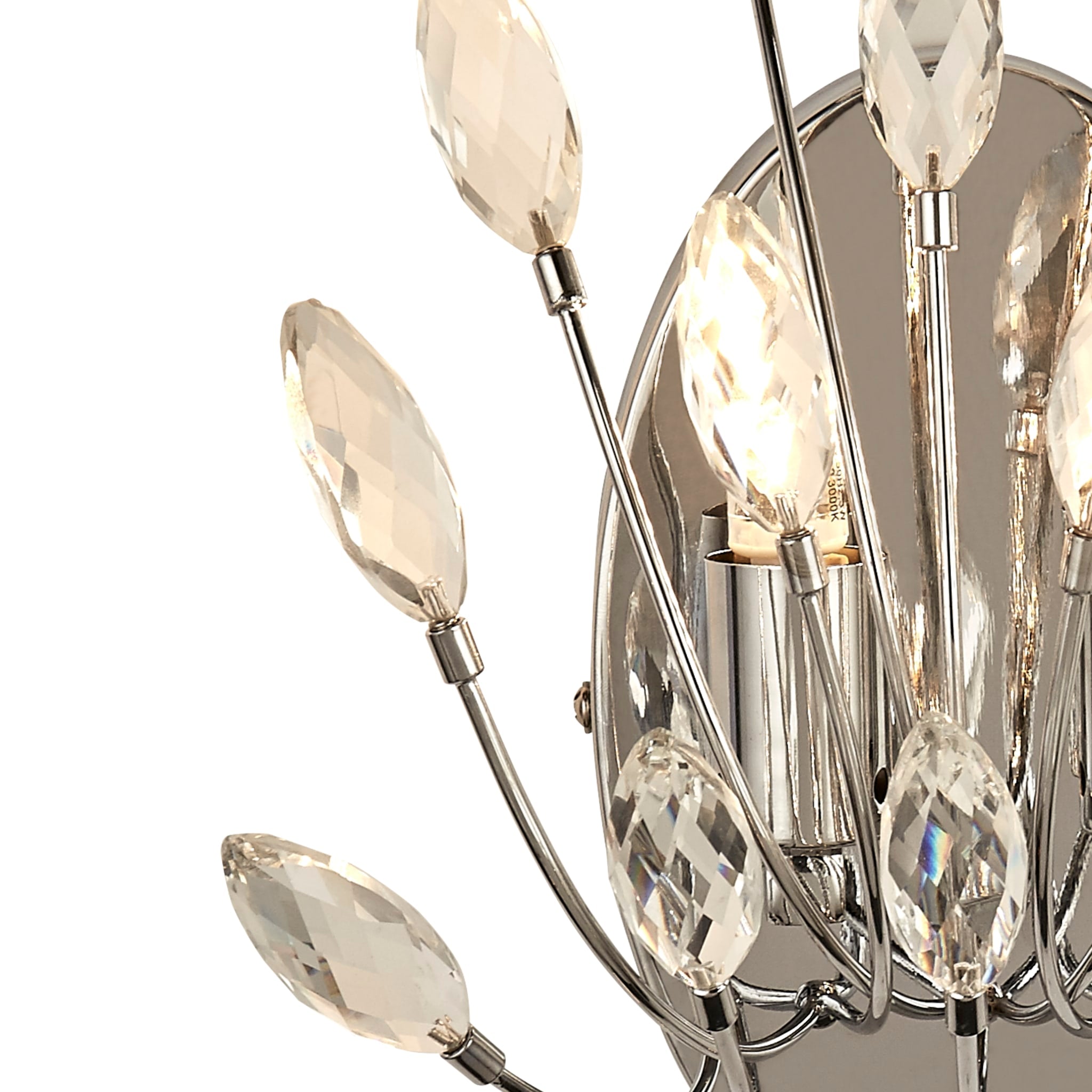 Peacock 2Lt Wall Light  - Chrome Metal & Crystal