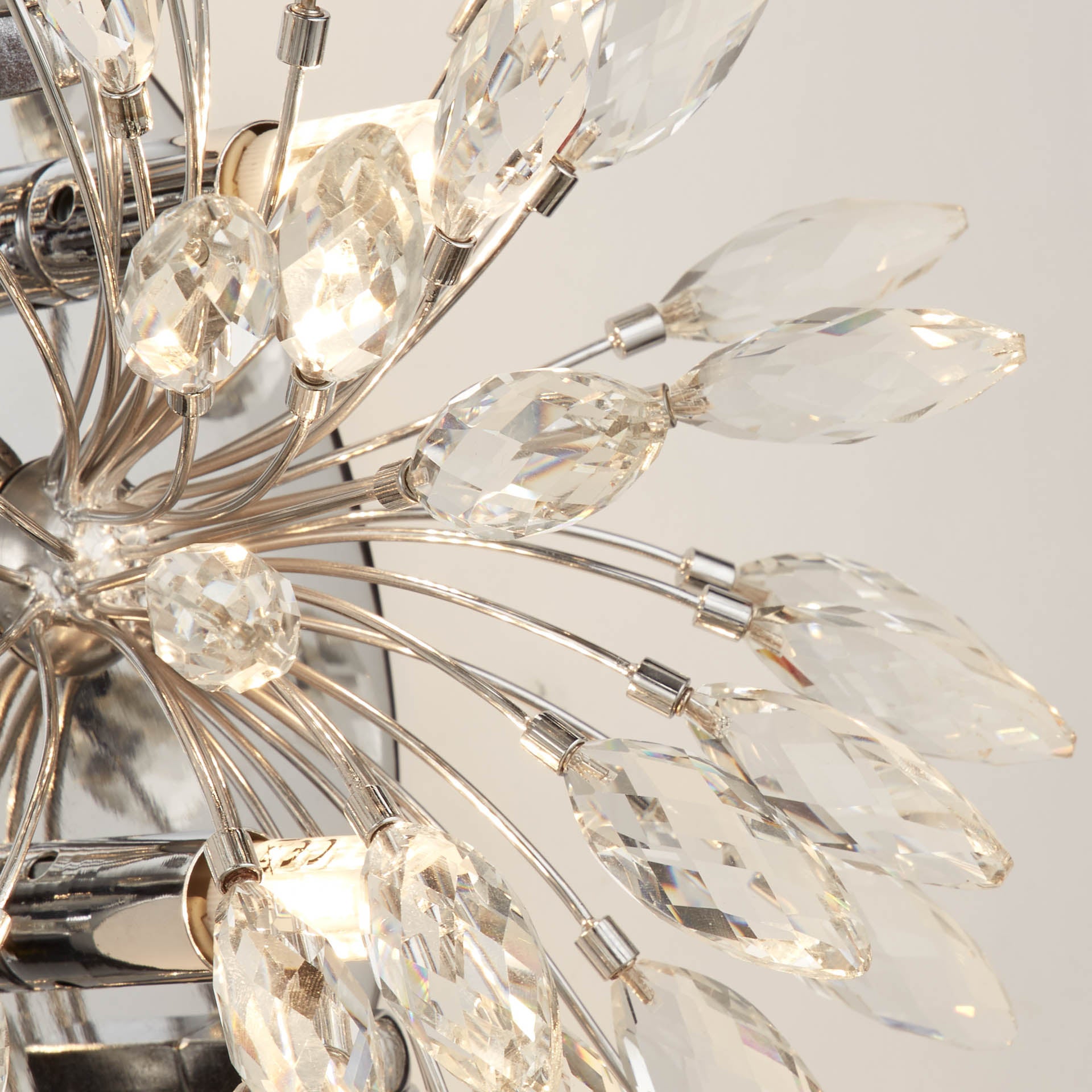 Peacock Wall Light - Chrome Metal & Crystal